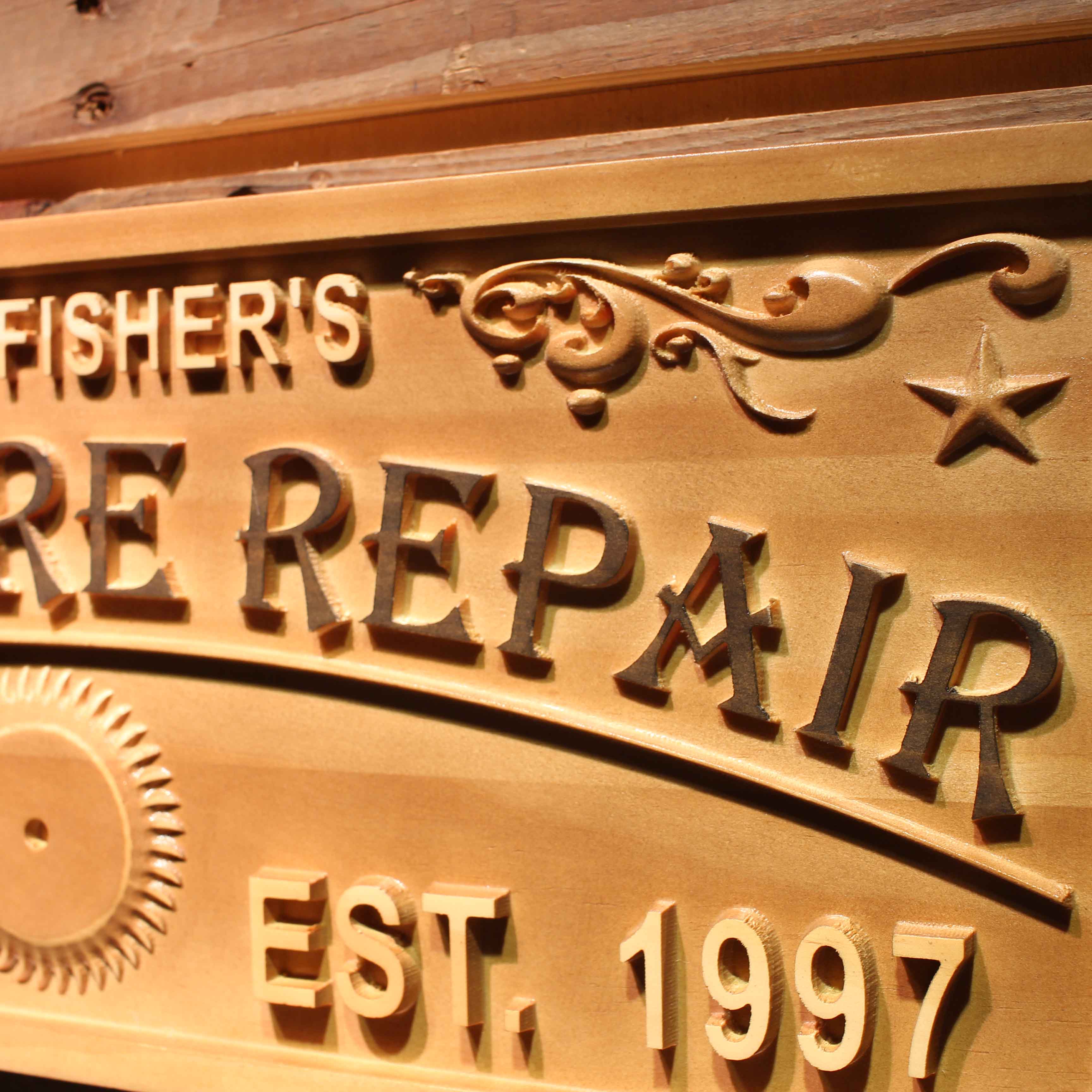 Furniture Repair Personalized with Location and Est. Year Wood Engraved Wooden Sign