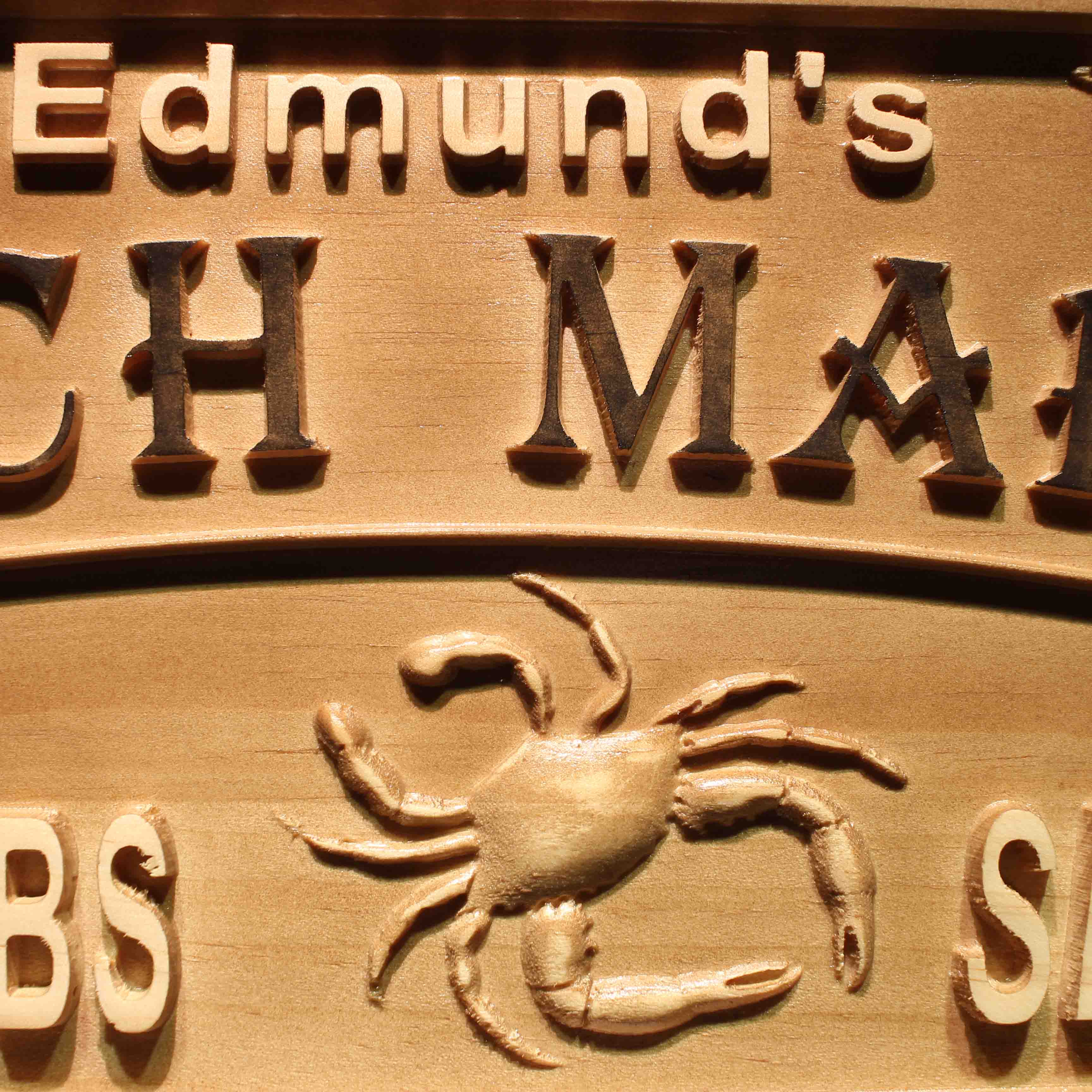 Personalized Seafood Crabs Market Kitchen Decoration Housewarming Gifts First Name Wood Engraved Wooden Sign