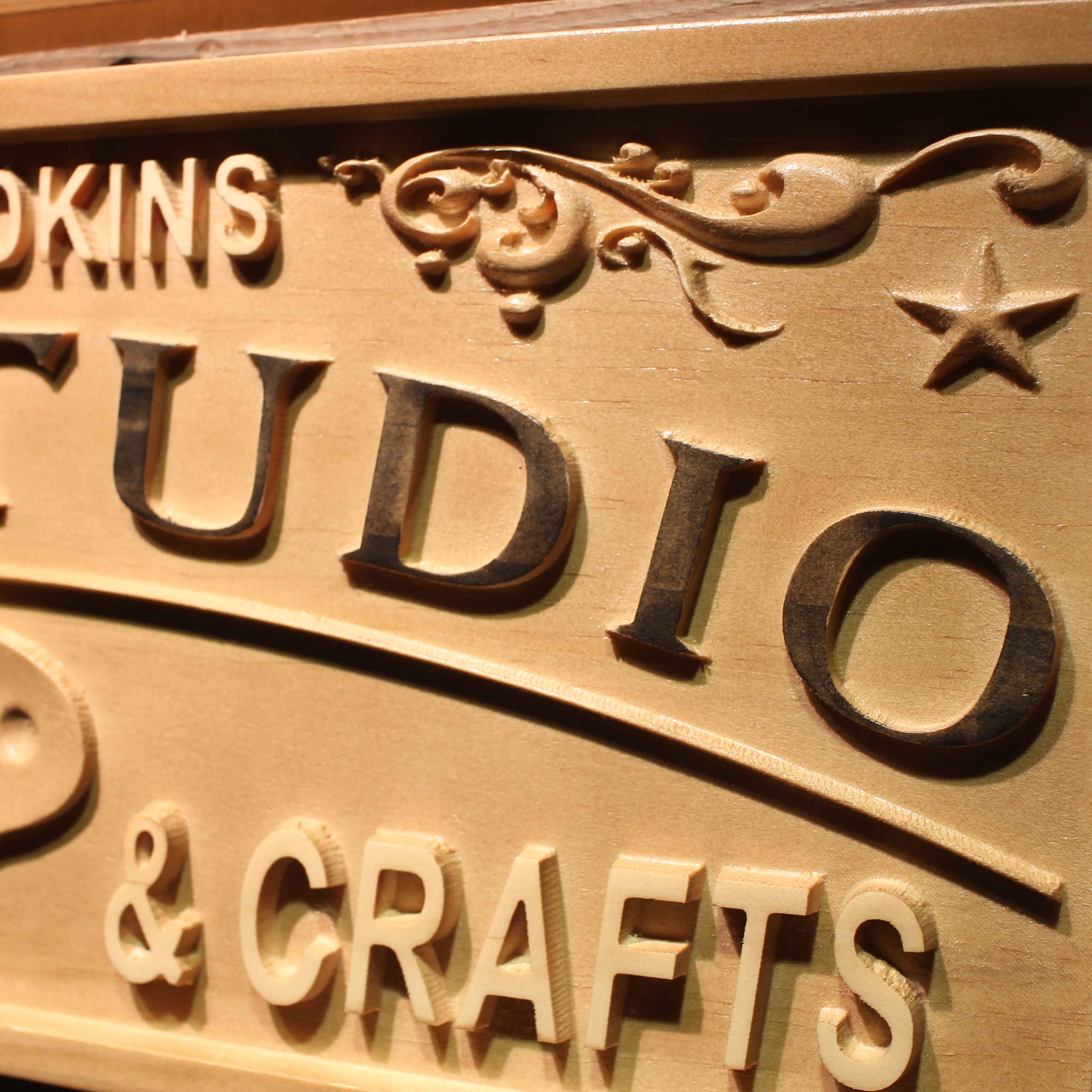 Personalized Art Studio Full Name Housewarming Gifts Crafts Wood Engraved Wooden Sign