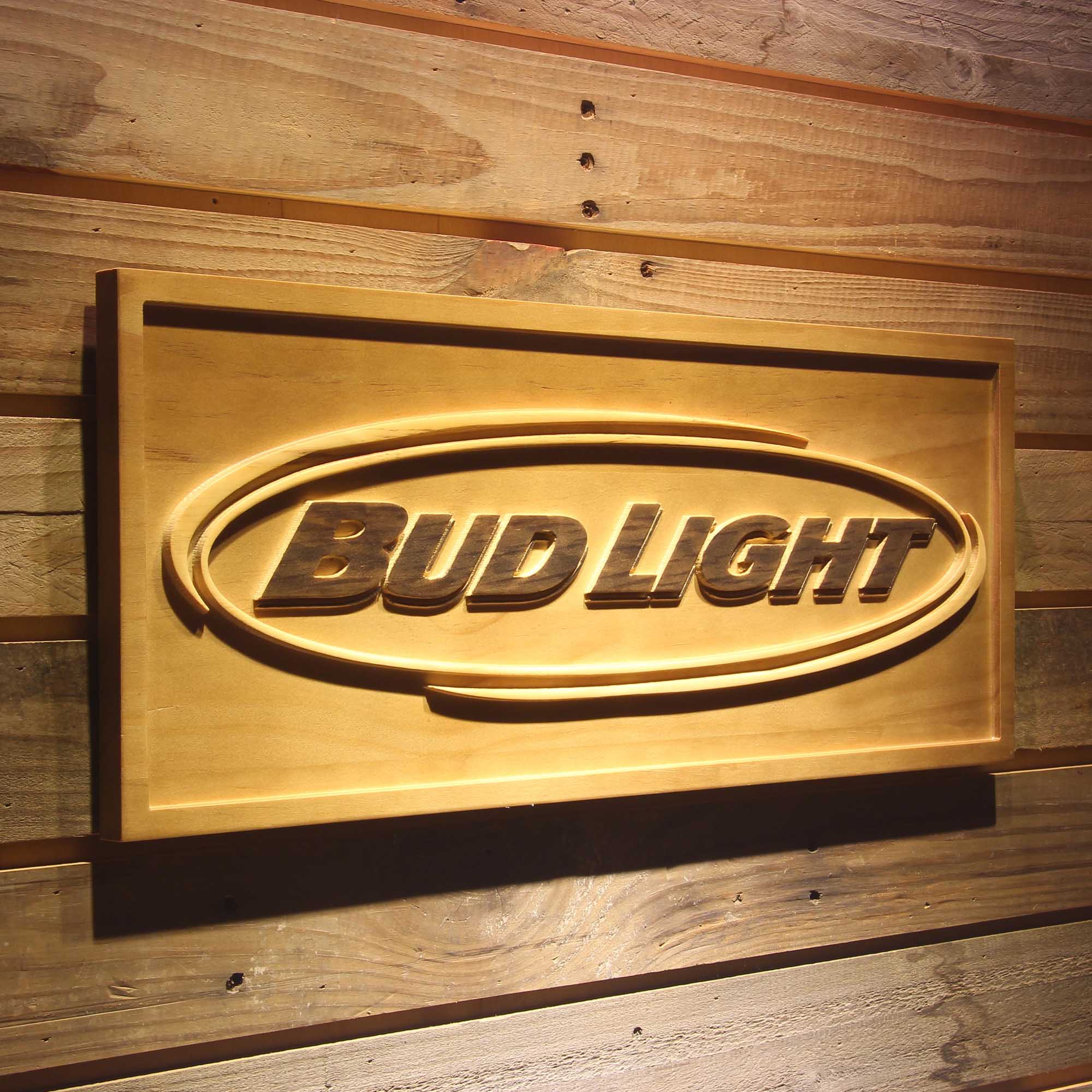 Bud Light 3D Solid Wooden Craving Sign