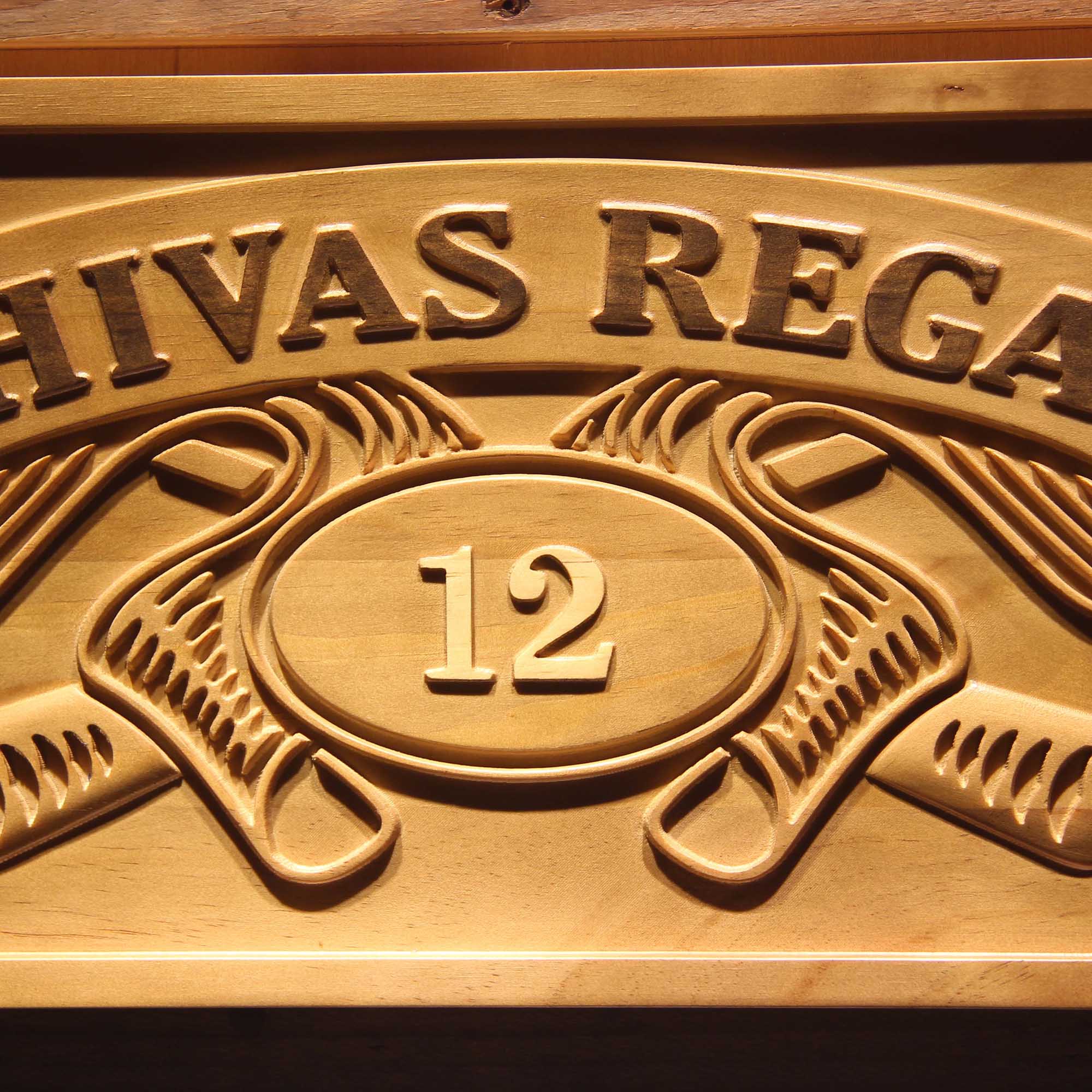 Chivas Regal Whiskey 3D Solid Wooden Craving Sign