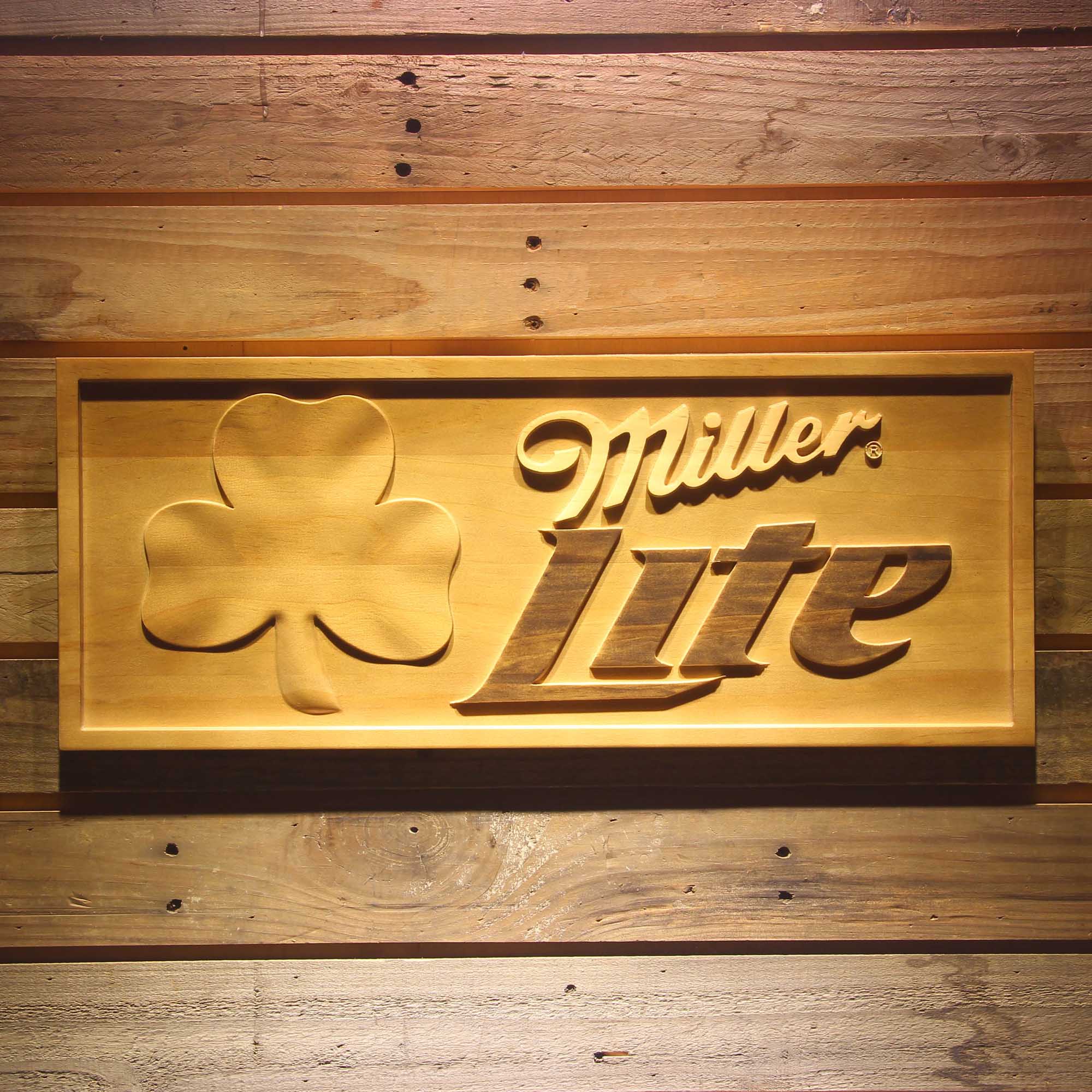 Miller,Miller Lite 3D Solid Wooden Craving Sign