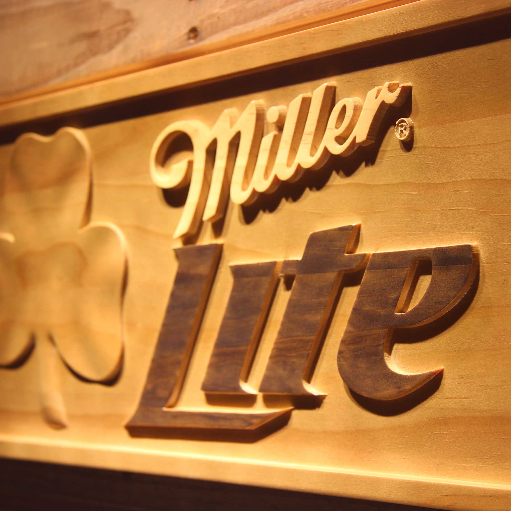 Miller,Miller Lite 3D Solid Wooden Craving Sign