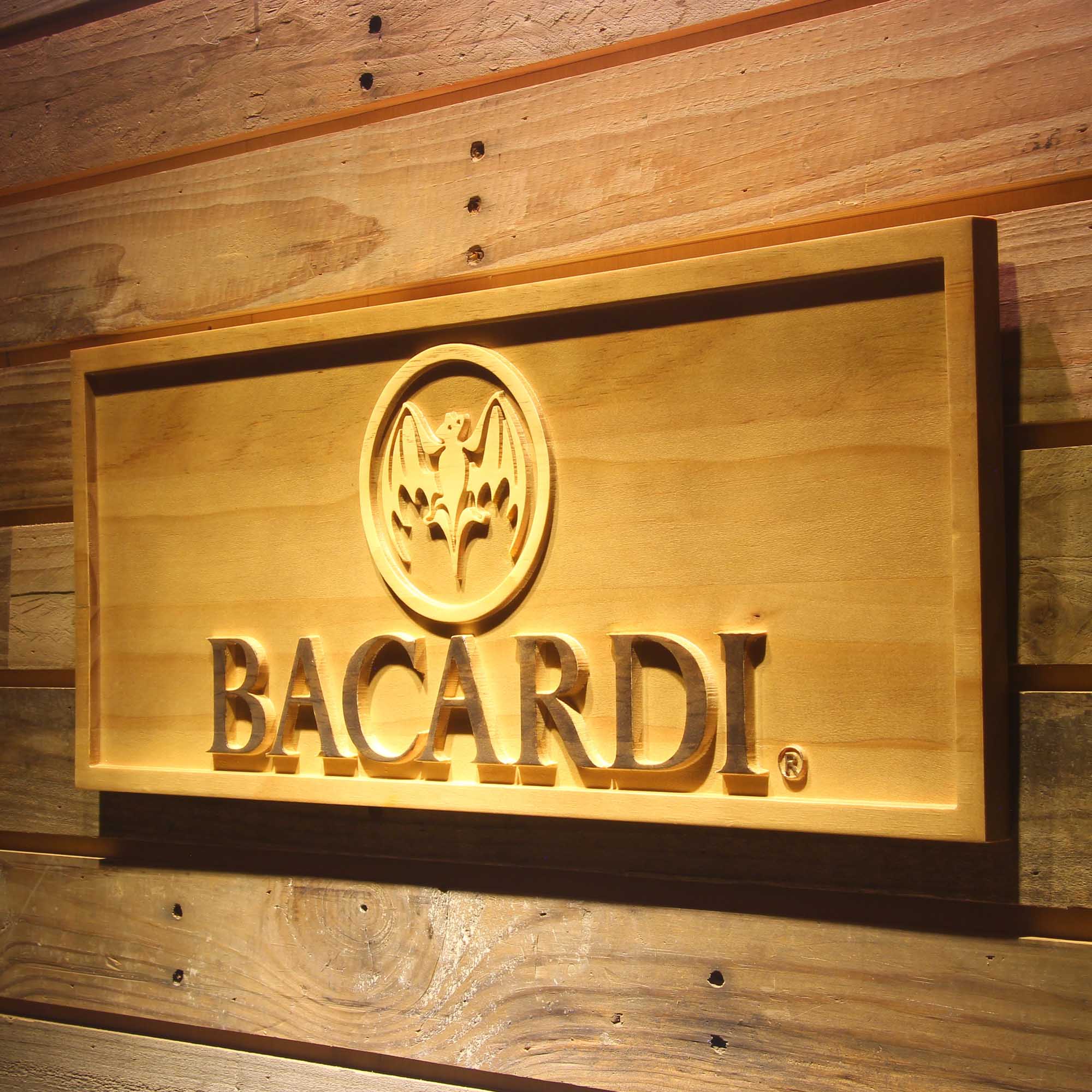Bacardi 3D Solid Wooden Craving Sign