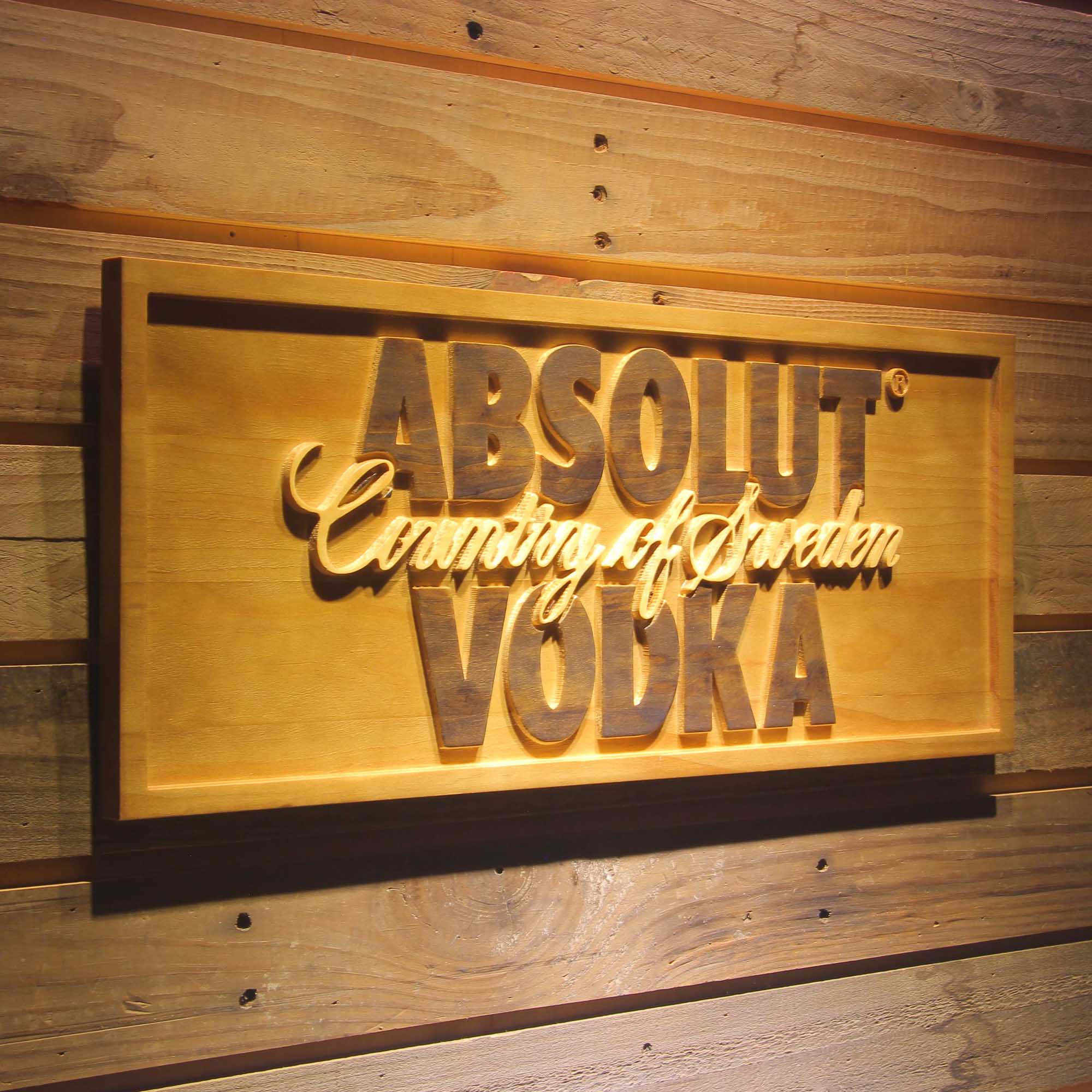 Absolut Vodka 3D Solid Wooden Craving Sign