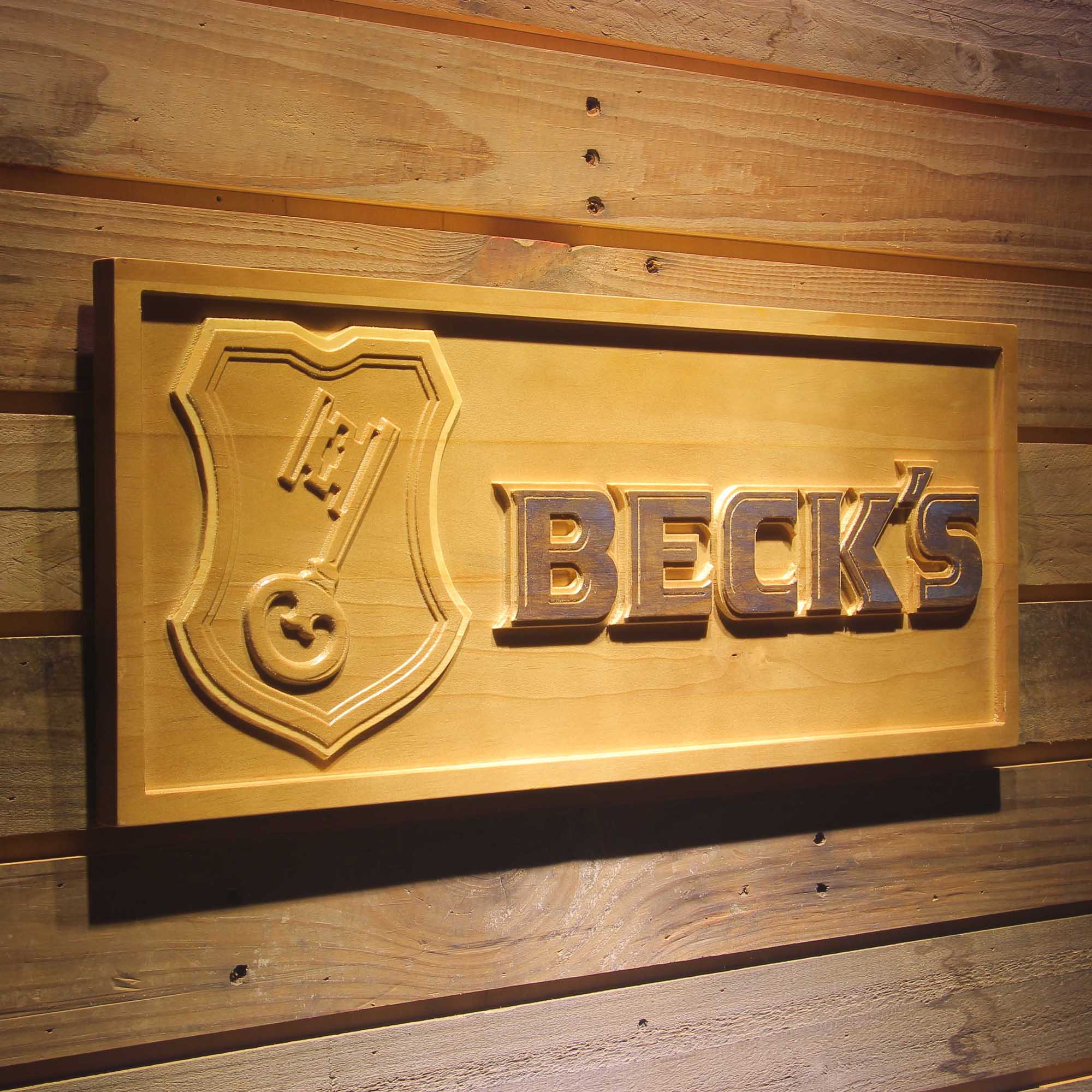 Beck's 3D Solid Wooden Craving Sign