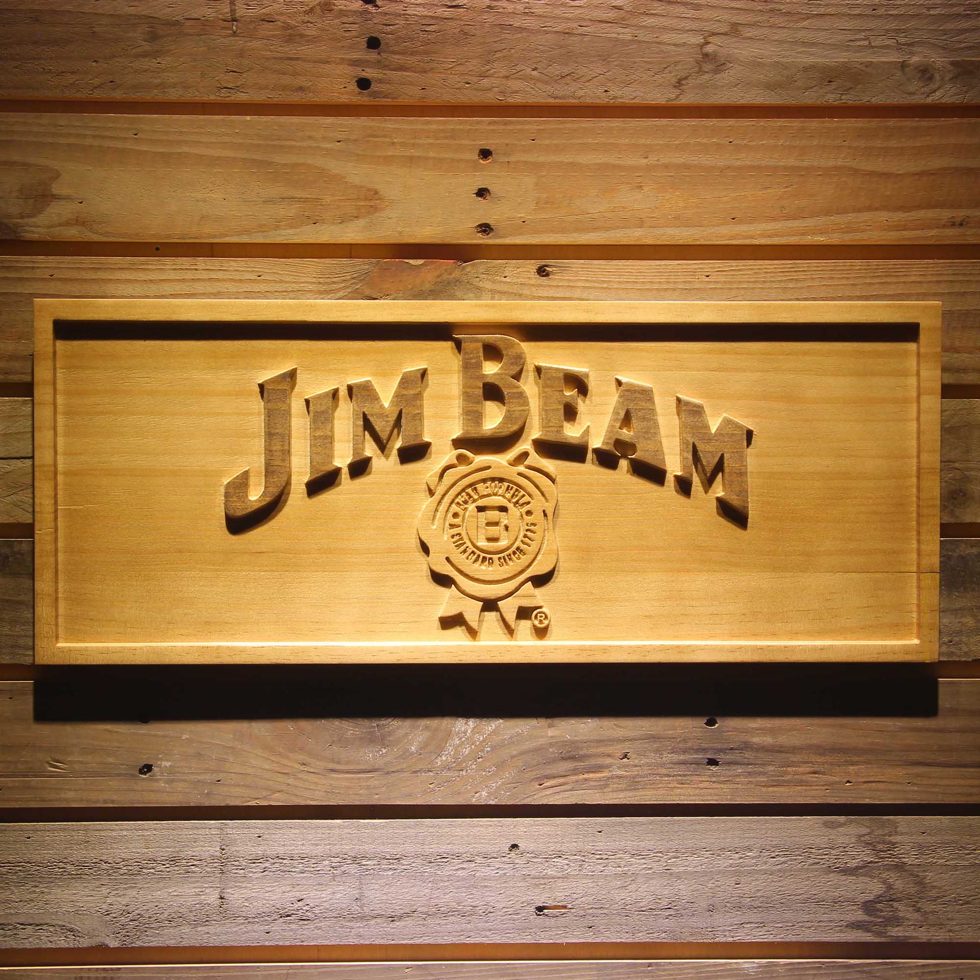 Jim Beam 3D Solid Wooden Craving Sign