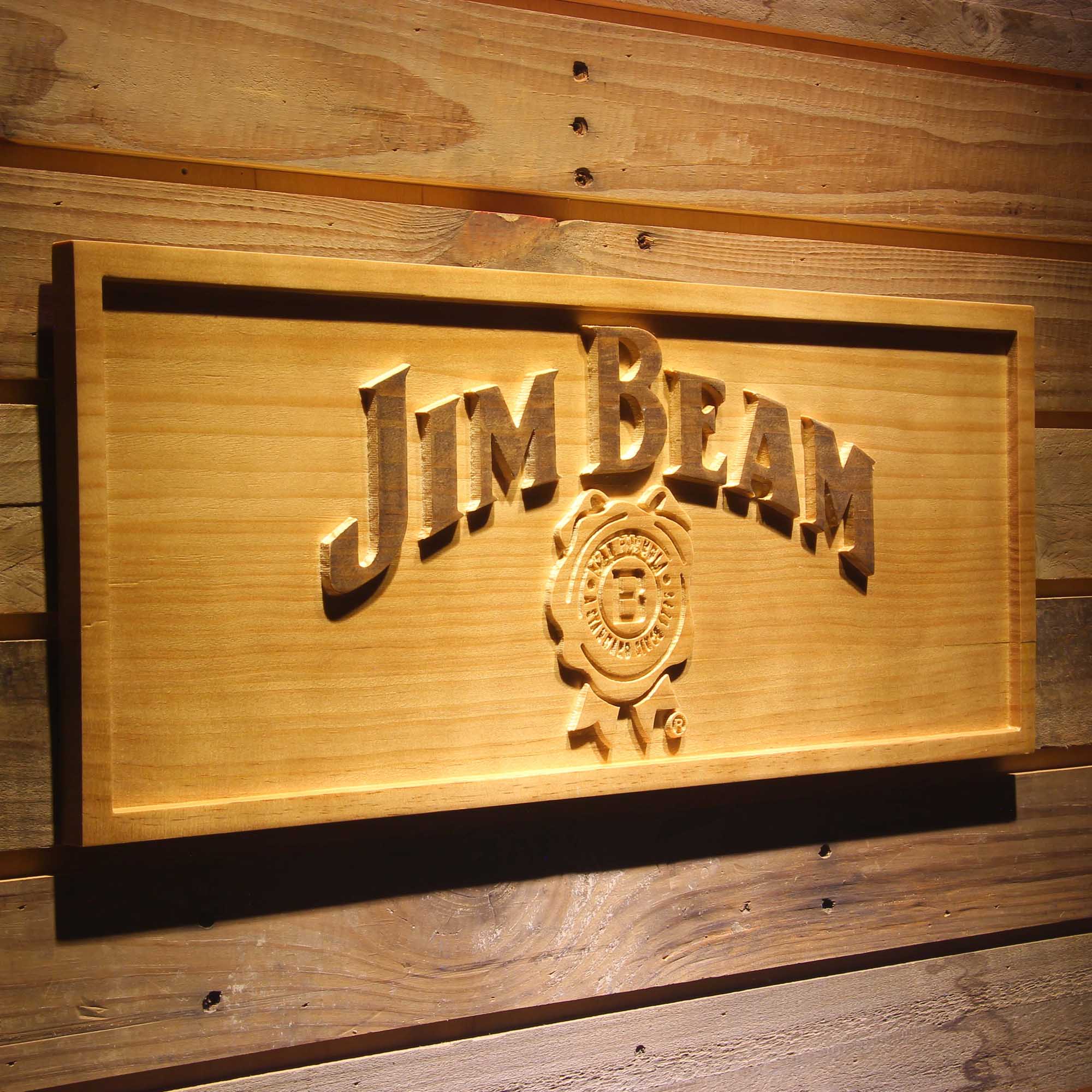 Jim Beam 3D Solid Wooden Craving Sign