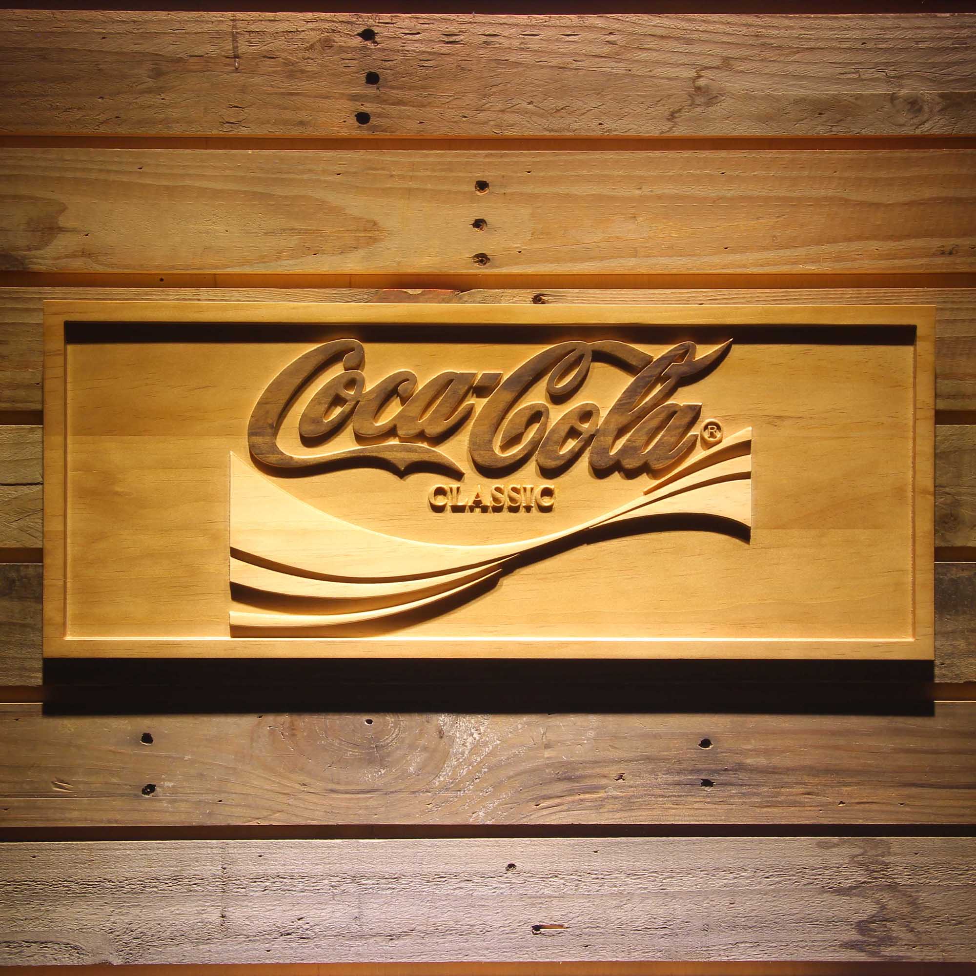 Coca Cola 3D Solid Wooden Craving Sign