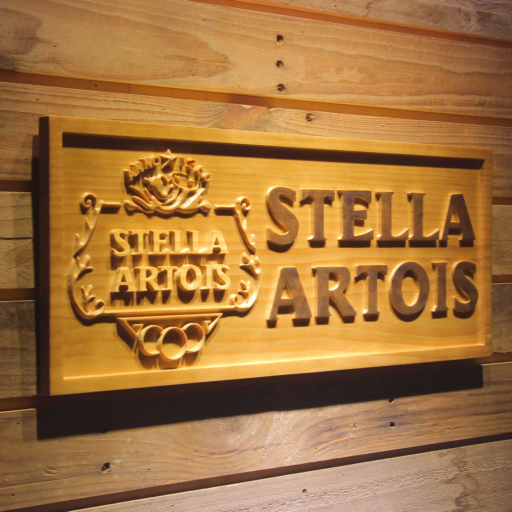 Stella Artois 3D Solid Wooden Craving Sign