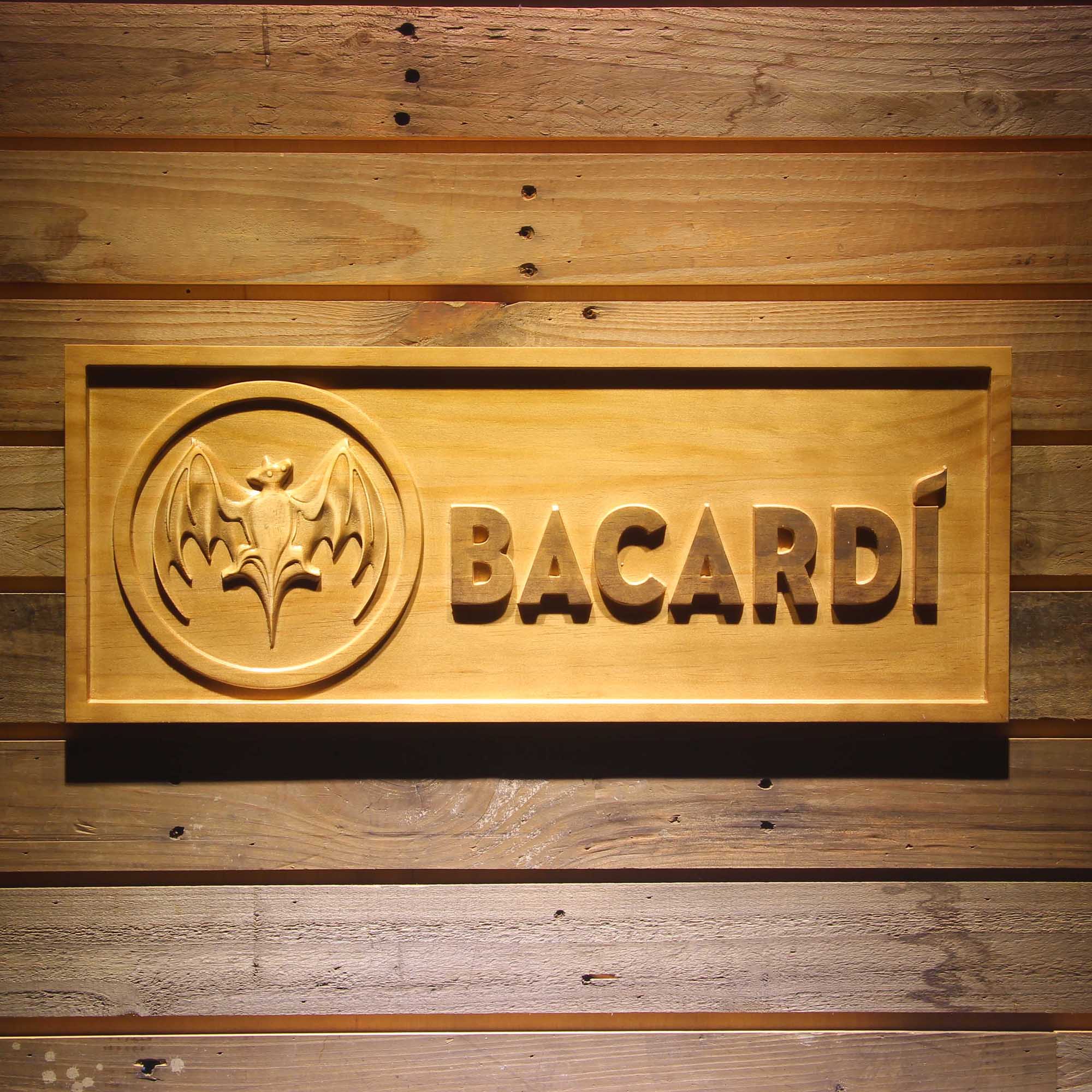 Bacardi 3D Solid Wooden Craving Sign