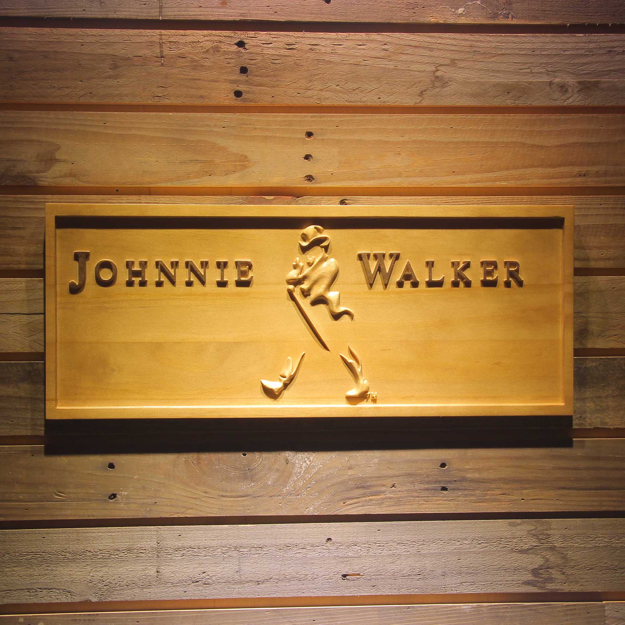Johnnie Walker 3D Solid Wooden Craving Sign