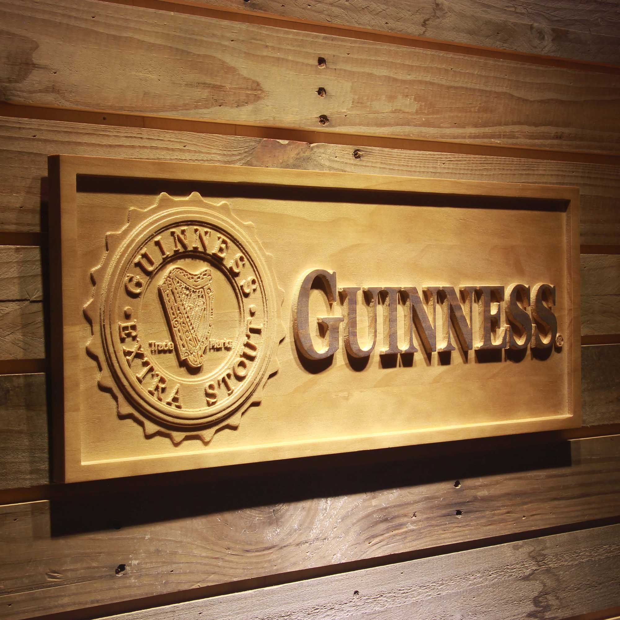 Guinness 3D Solid Wooden Craving Sign
