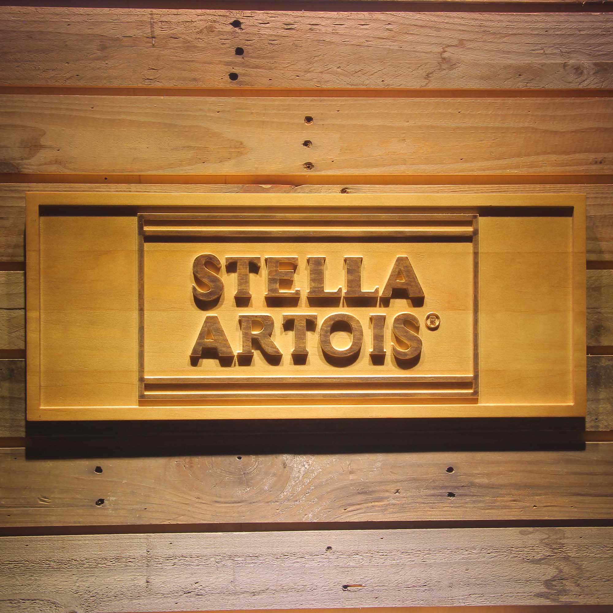 Stella Artois 3D Solid Wooden Craving Sign