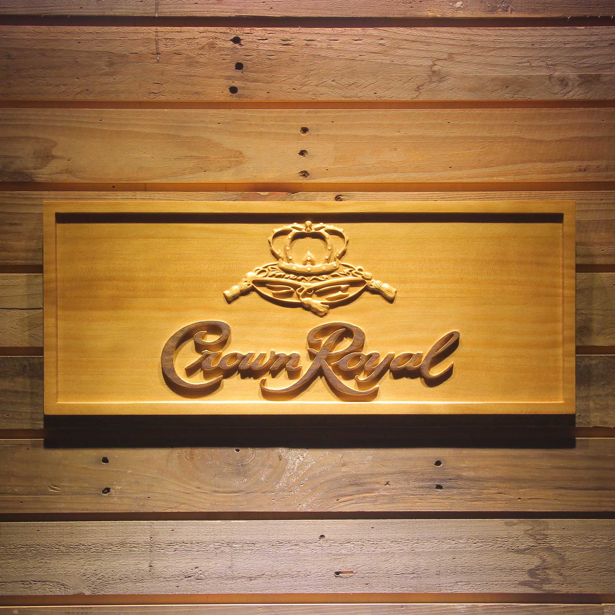 Crown Royal 3D Solid Wooden Craving Sign
