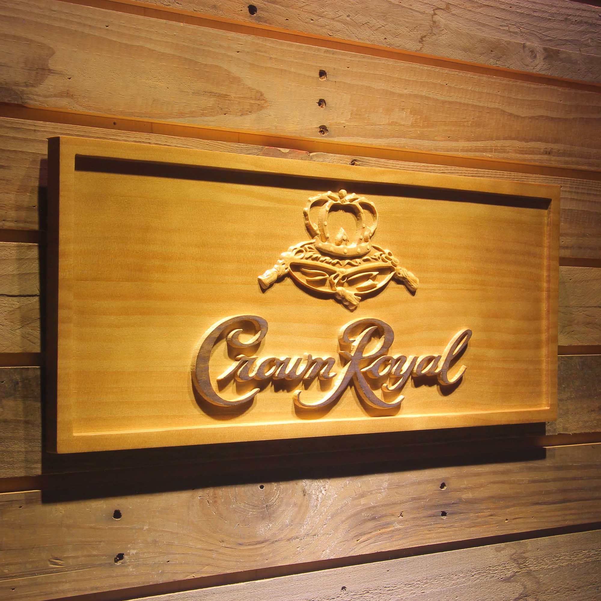 Crown Royal 3D Solid Wooden Craving Sign