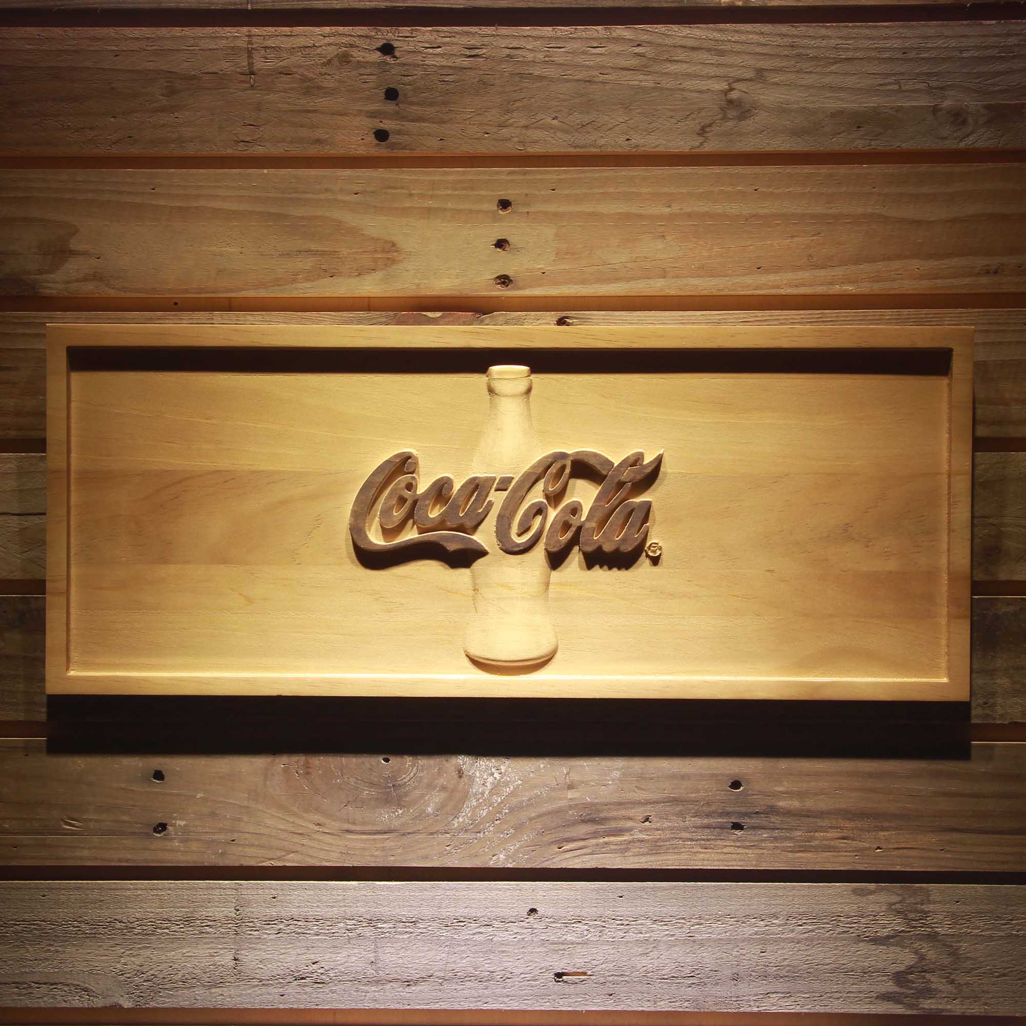 Coca-Cola Bottle 3D Solid Wooden Craving Sign