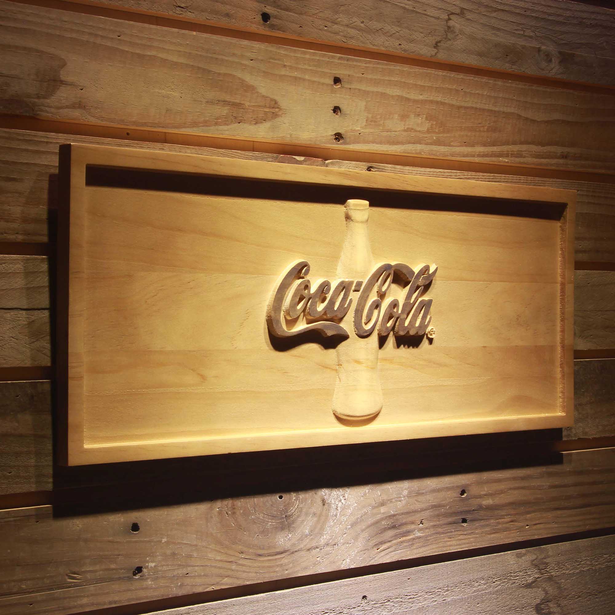 Coca-Cola Bottle 3D Solid Wooden Craving Sign