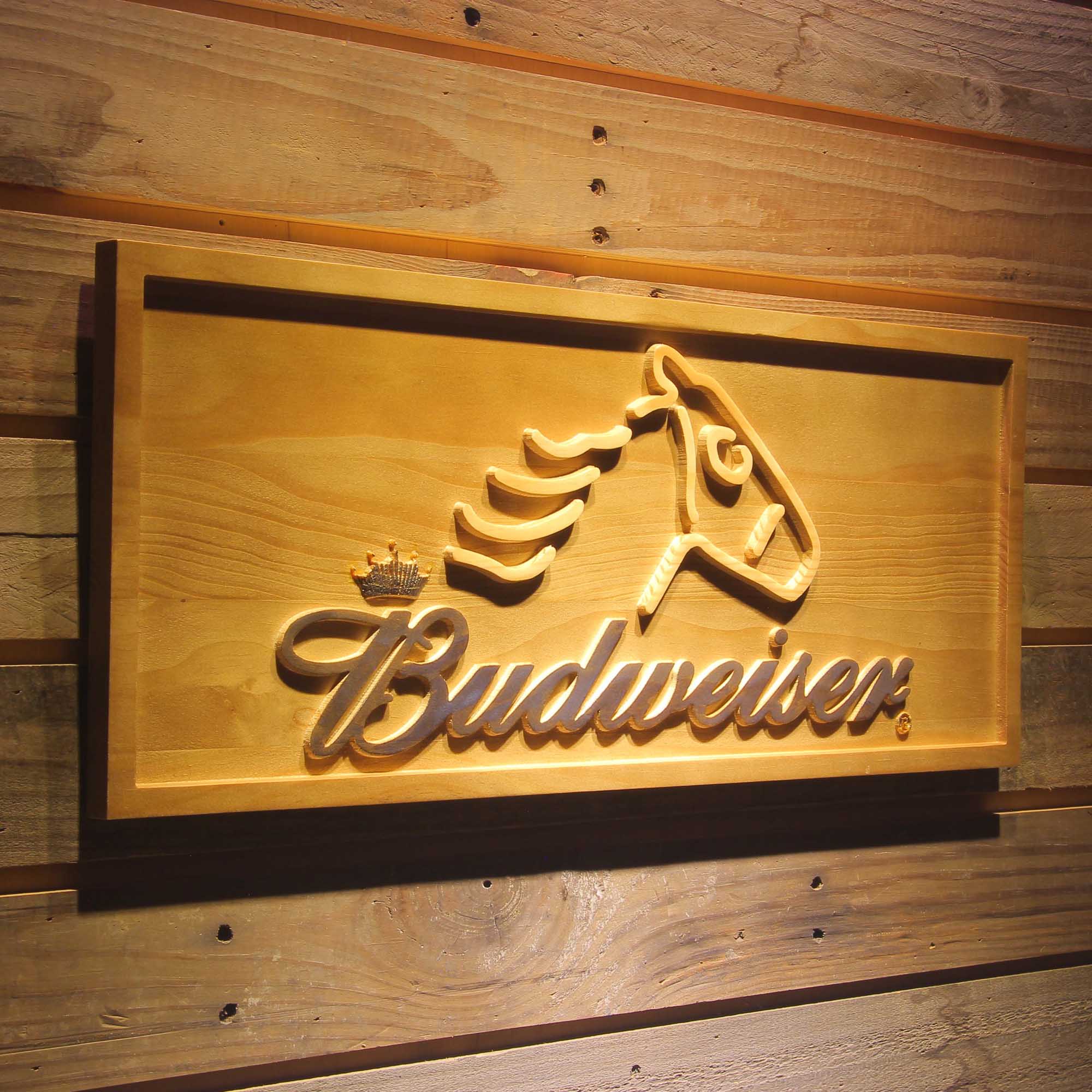 Budweiser 3D Solid Wooden Craving Sign