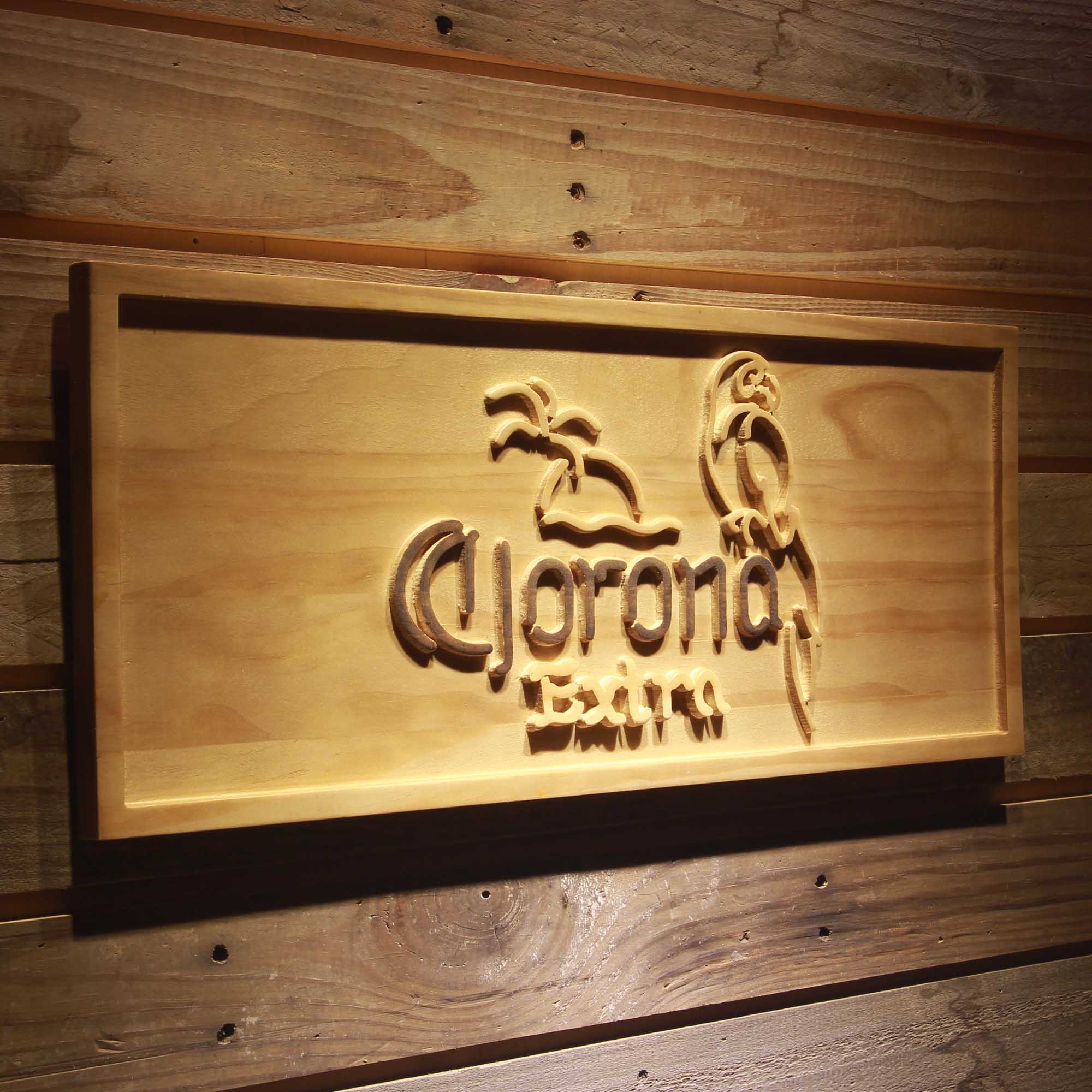 Corona 3D Solid Wooden Craving Sign