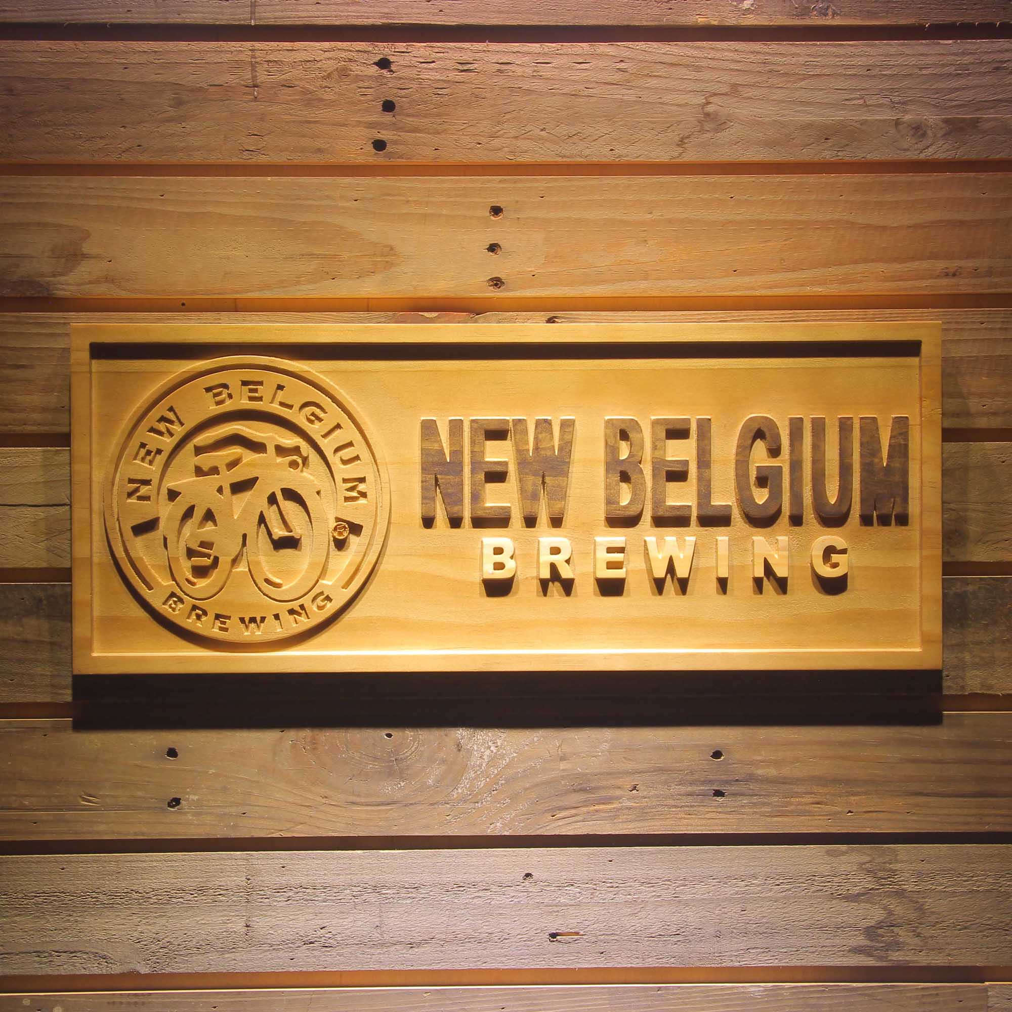 New Belgium 3D Solid Wooden Craving Sign