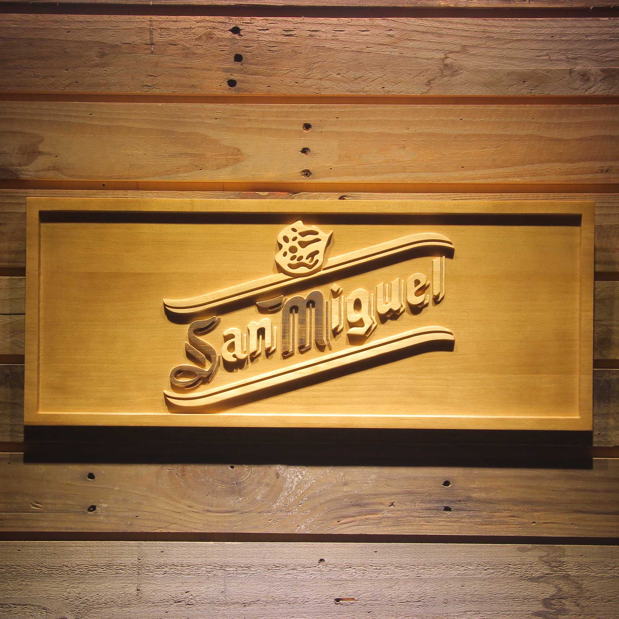 San Miguel 3D Solid Wooden Craving Sign