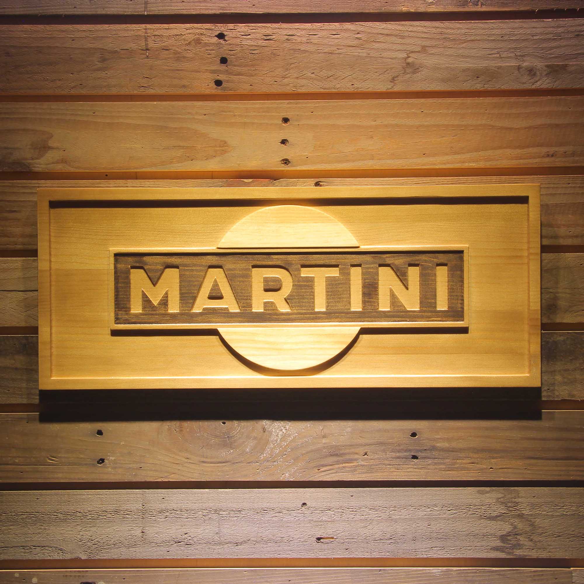 Martini Wine 3D Solid Wooden Craving Sign
