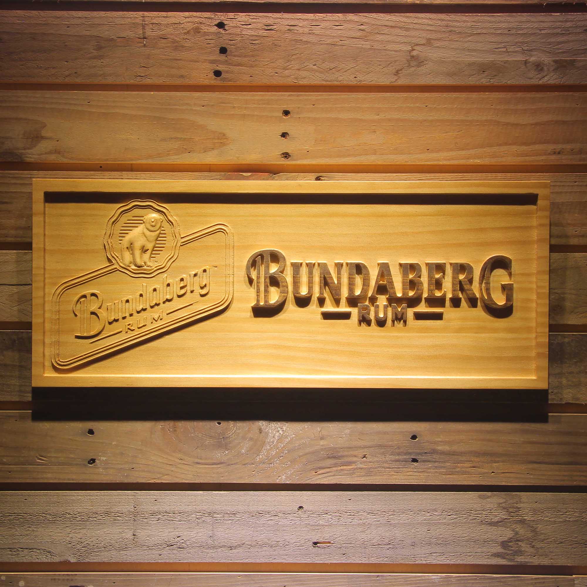 Bundaberg Rum 3D Solid Wooden Craving Sign