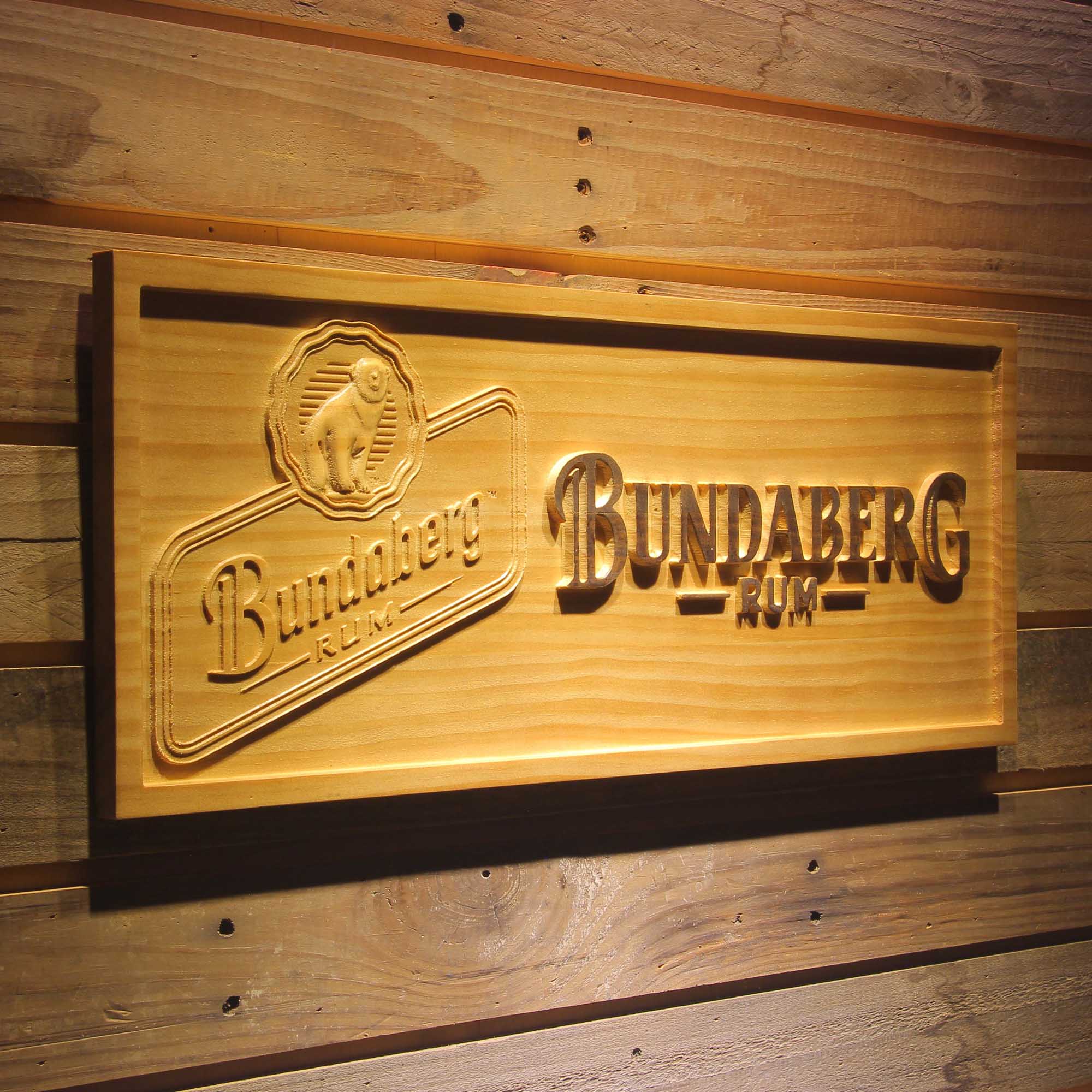 Bundaberg Rum 3D Solid Wooden Craving Sign