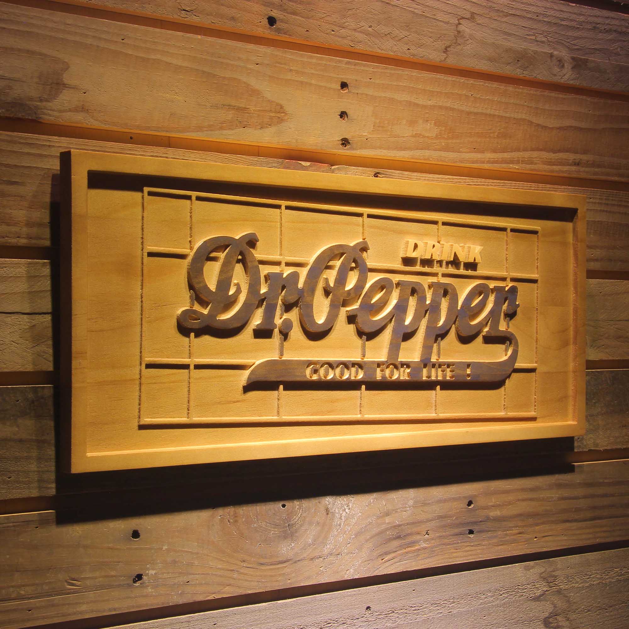 Dr Pepper 3D Solid Wooden Craving Sign