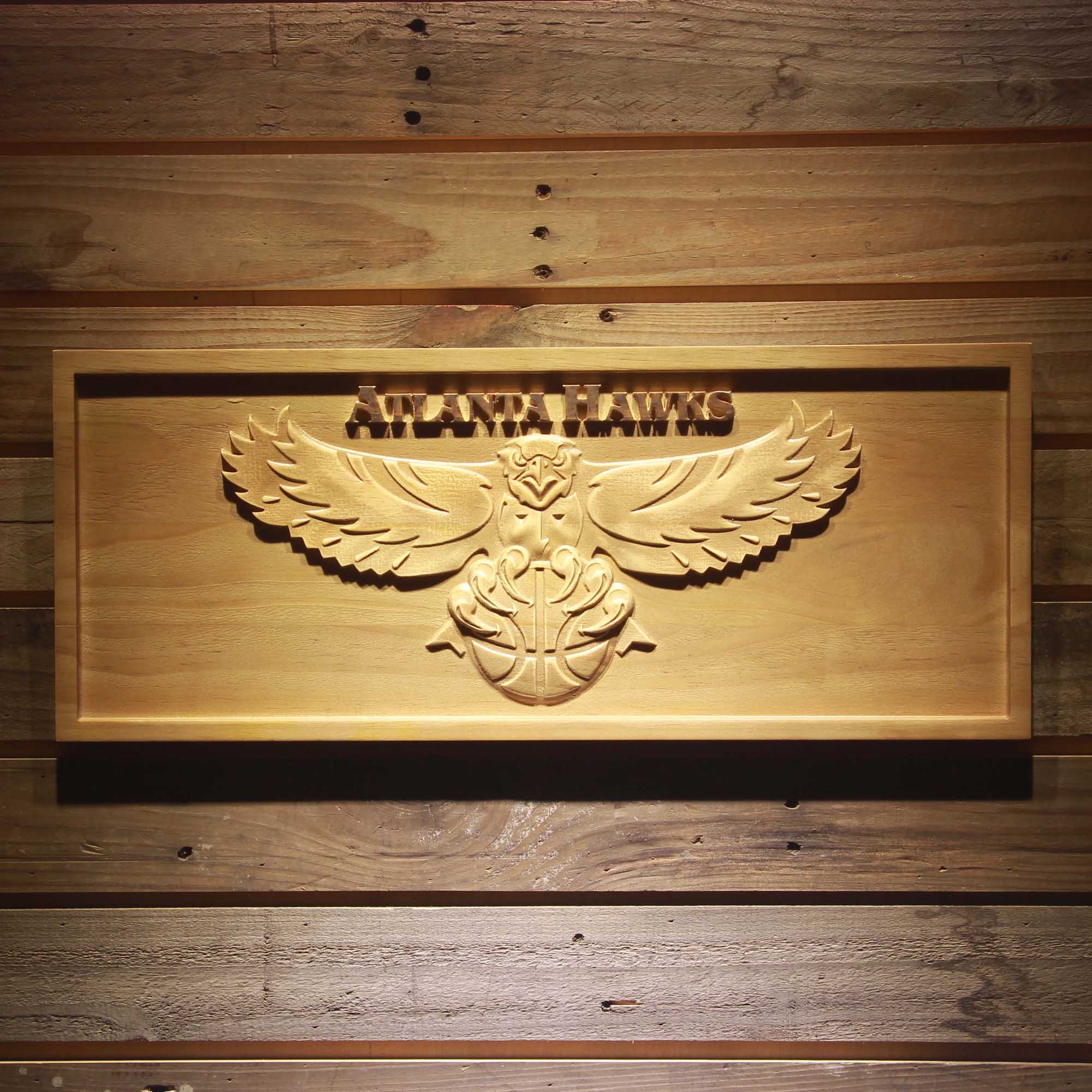 Atlanta Hawks  3D Solid Wooden Craving Sign