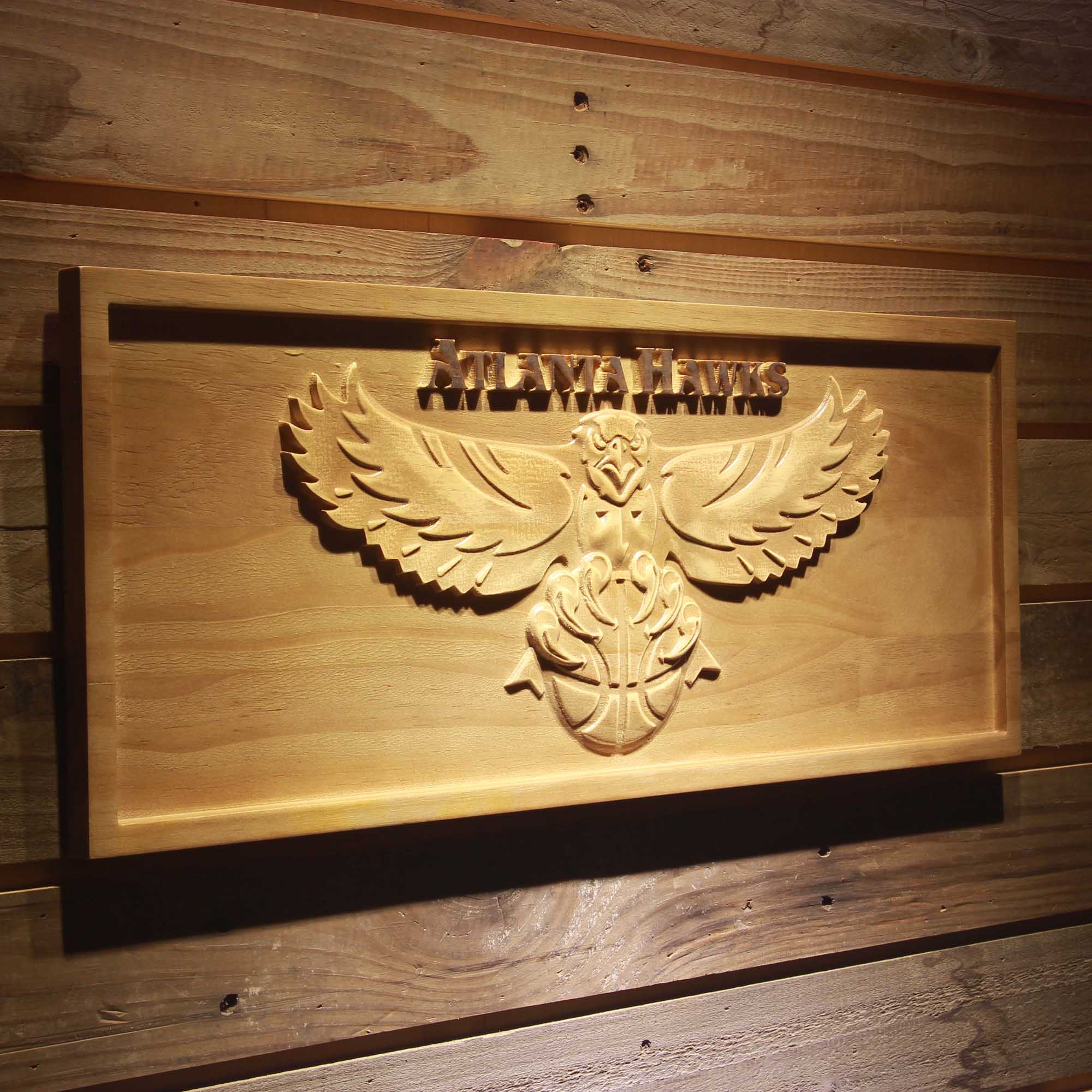 Atlanta Hawks 3D Solid Wooden Craving Sign