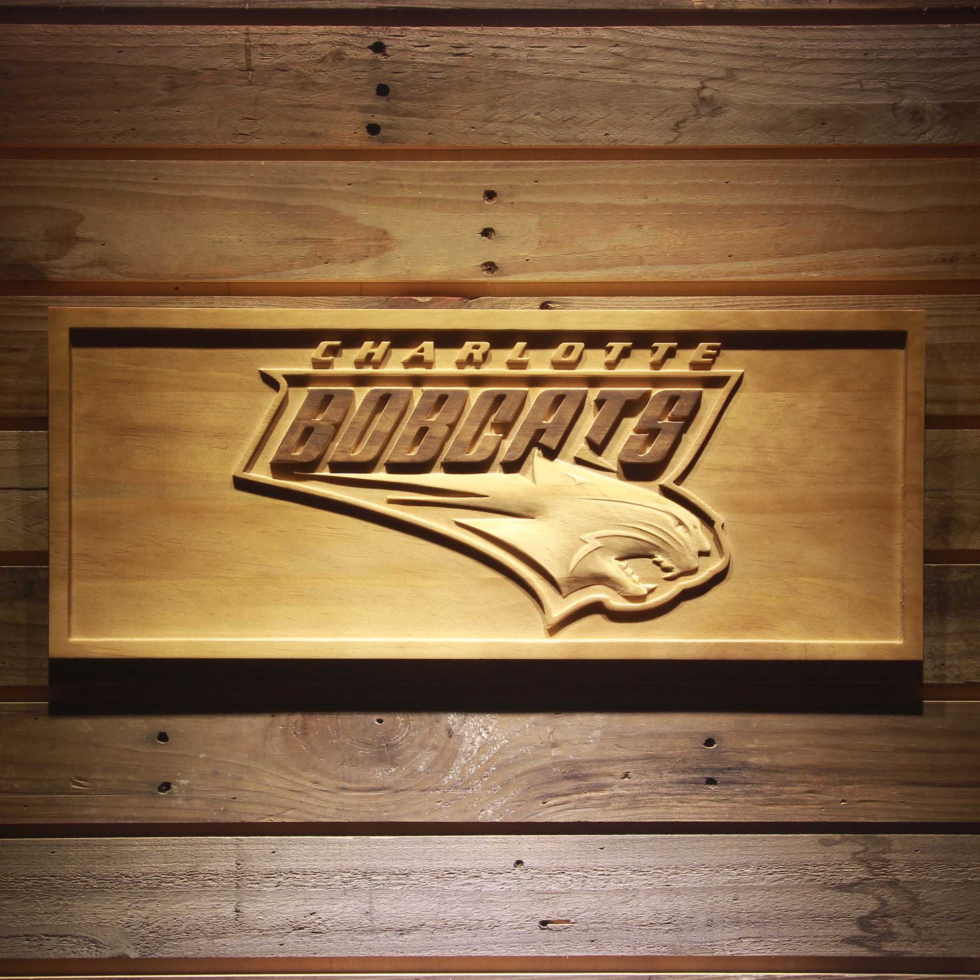 Charlotte Bobcats  3D Solid Wooden Craving Sign
