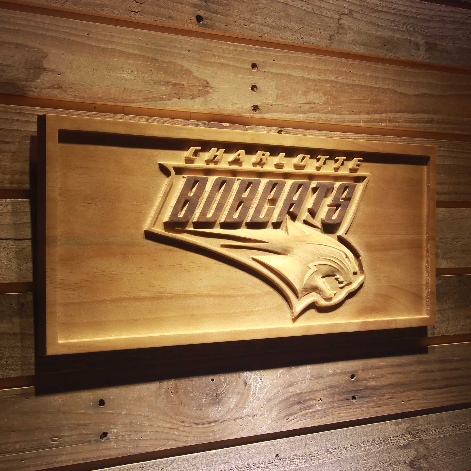 Charlotte Bobcats  3D Solid Wooden Craving Sign