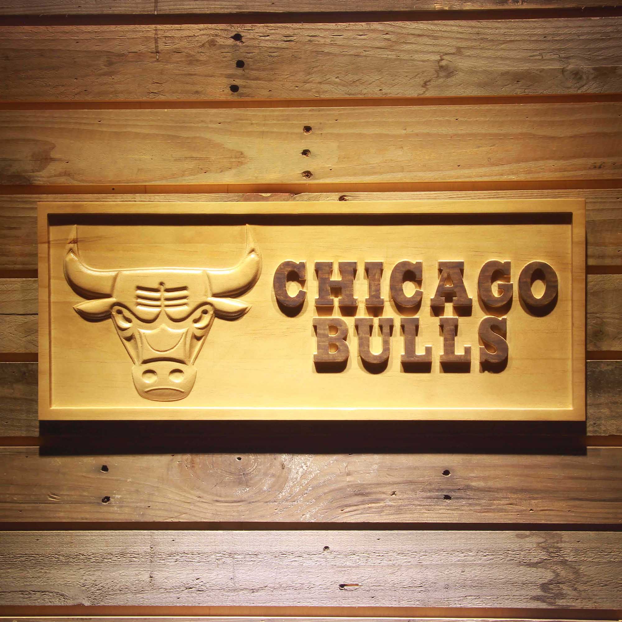 Chicago Bulls  3D Solid Wooden Craving Sign