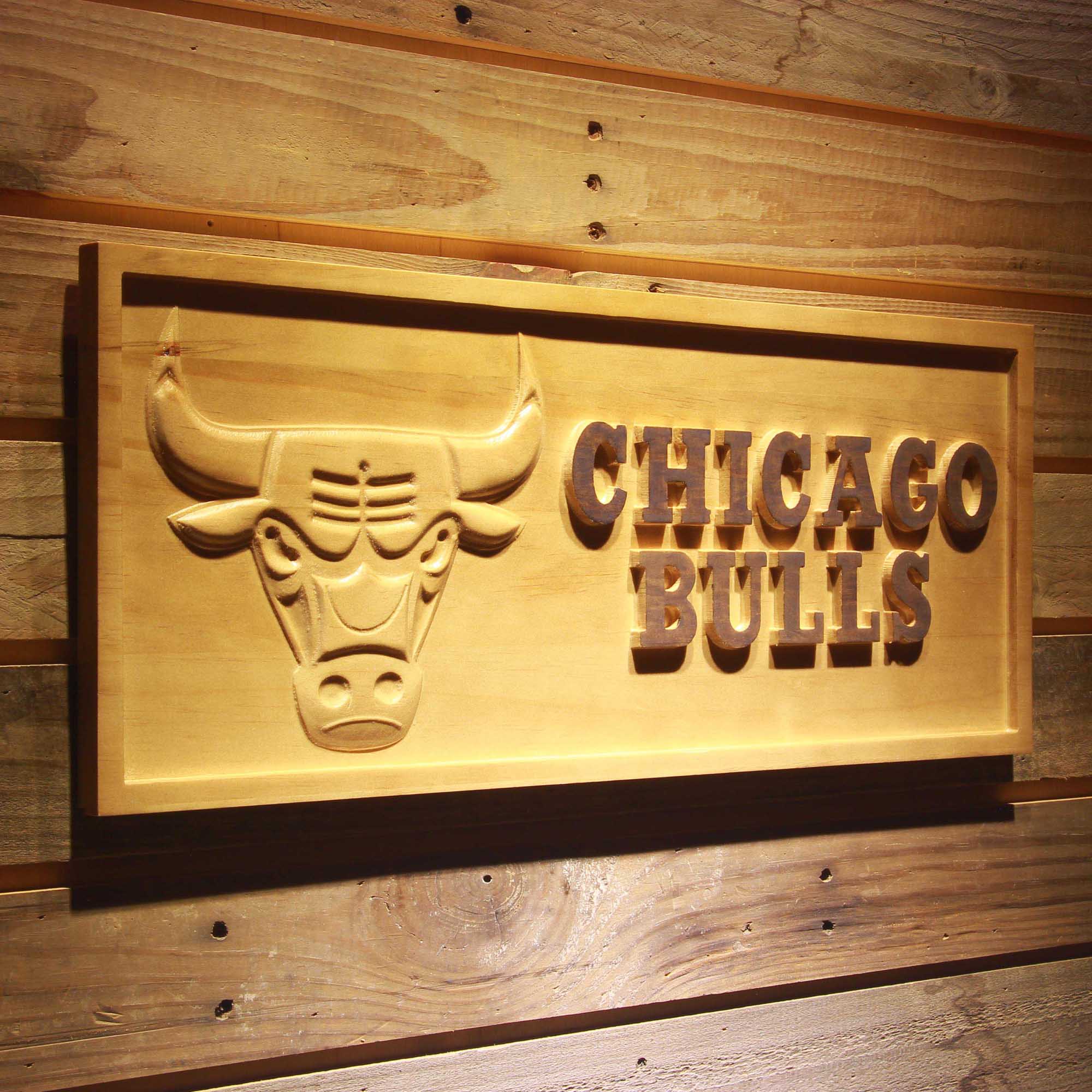 Chicago Bulls  3D Solid Wooden Craving Sign