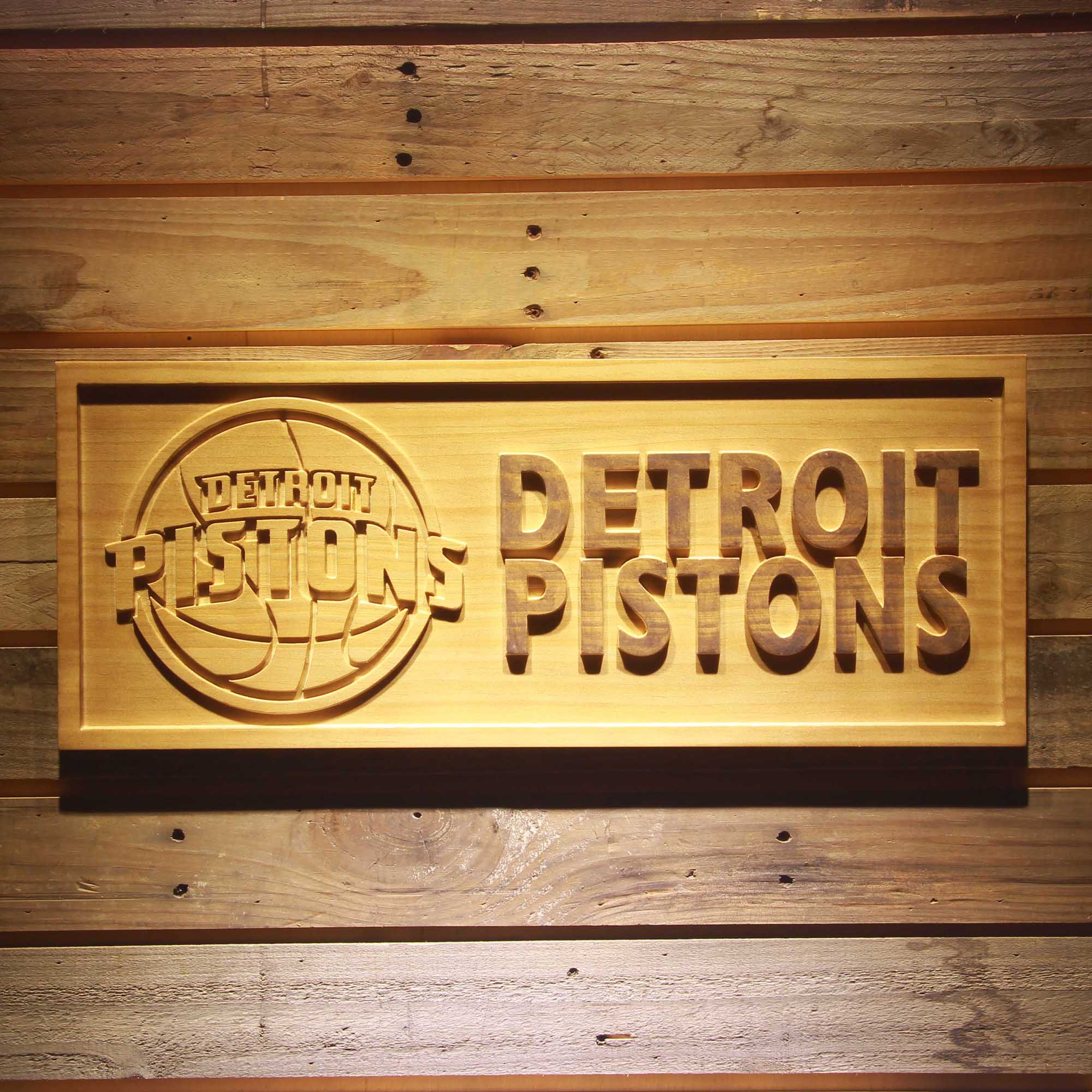 Detroit Pistons  3D Solid Wooden Craving Sign