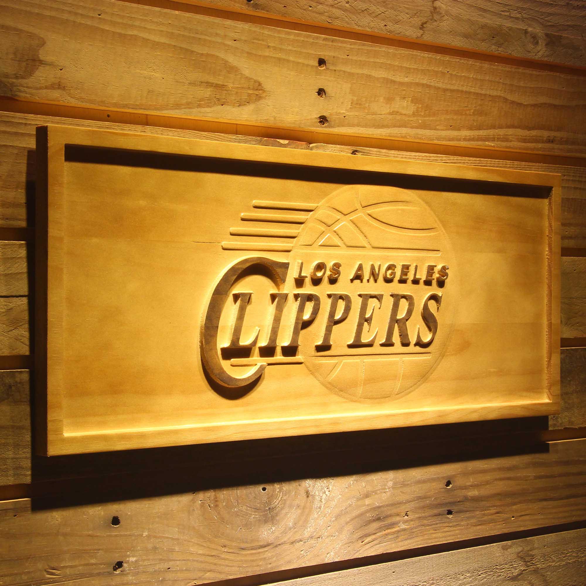 Los Angeles Clippers  3D Solid Wooden Craving Sign