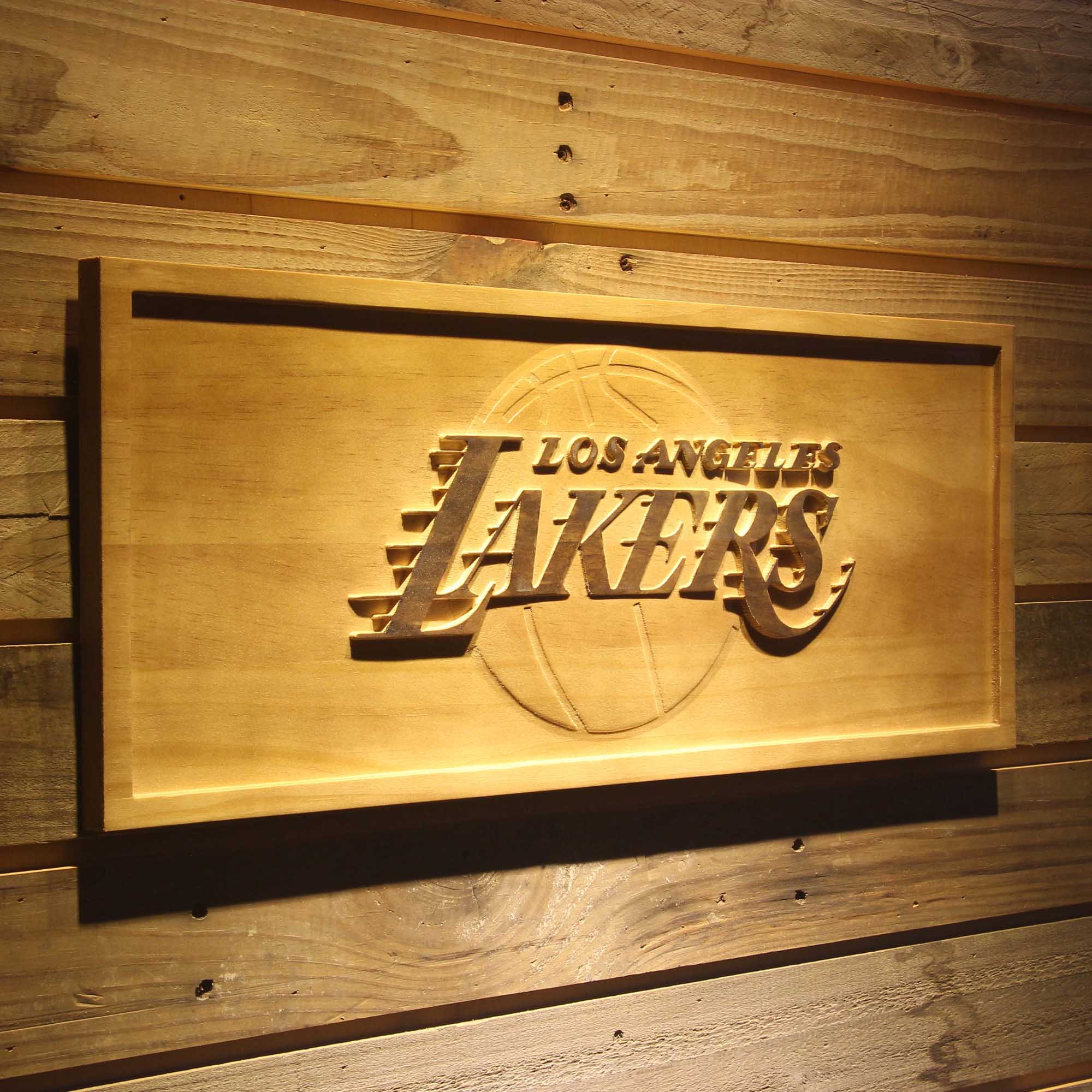 Los Angeles Lakers  3D Solid Wooden Craving Sign