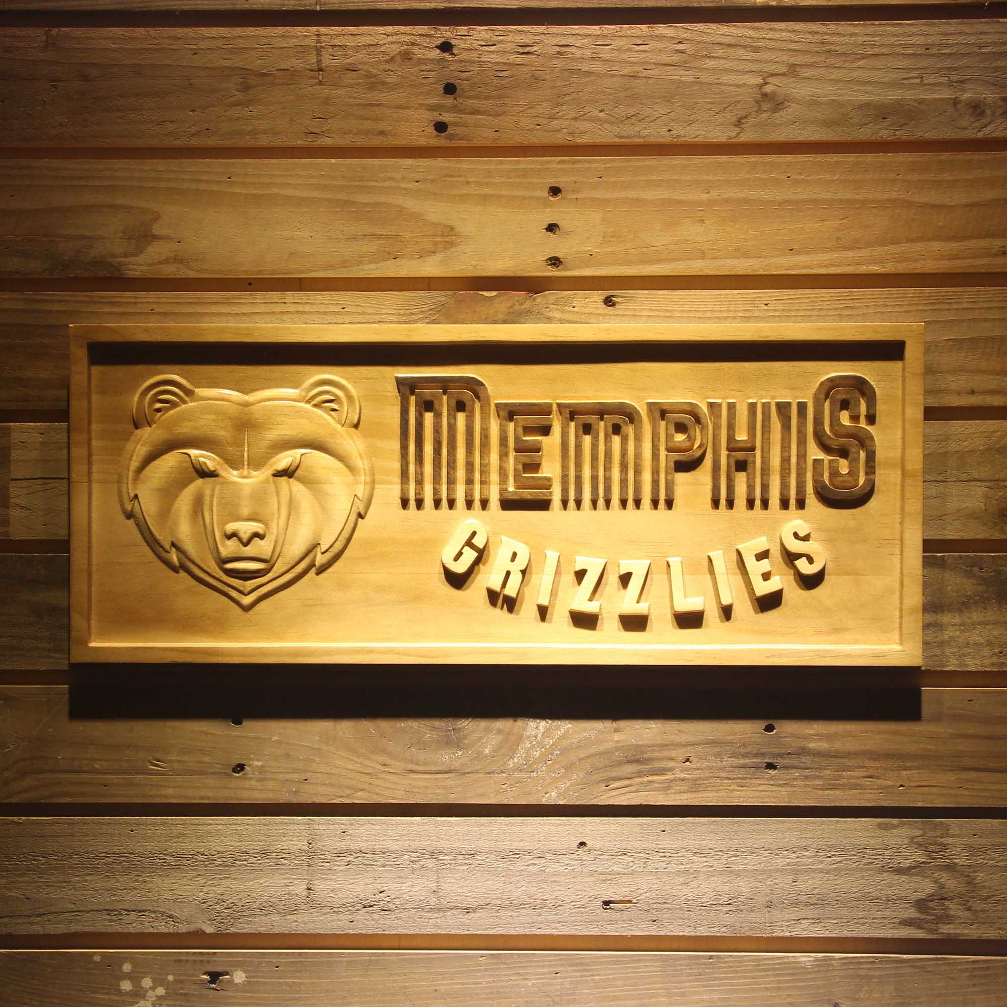Memphis Grizzlies  3D Solid Wooden Craving Sign