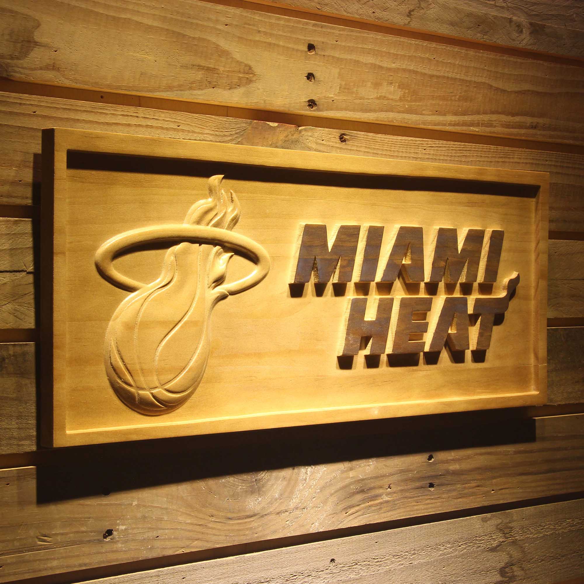 Miami Heat  3D Solid Wooden Craving Sign