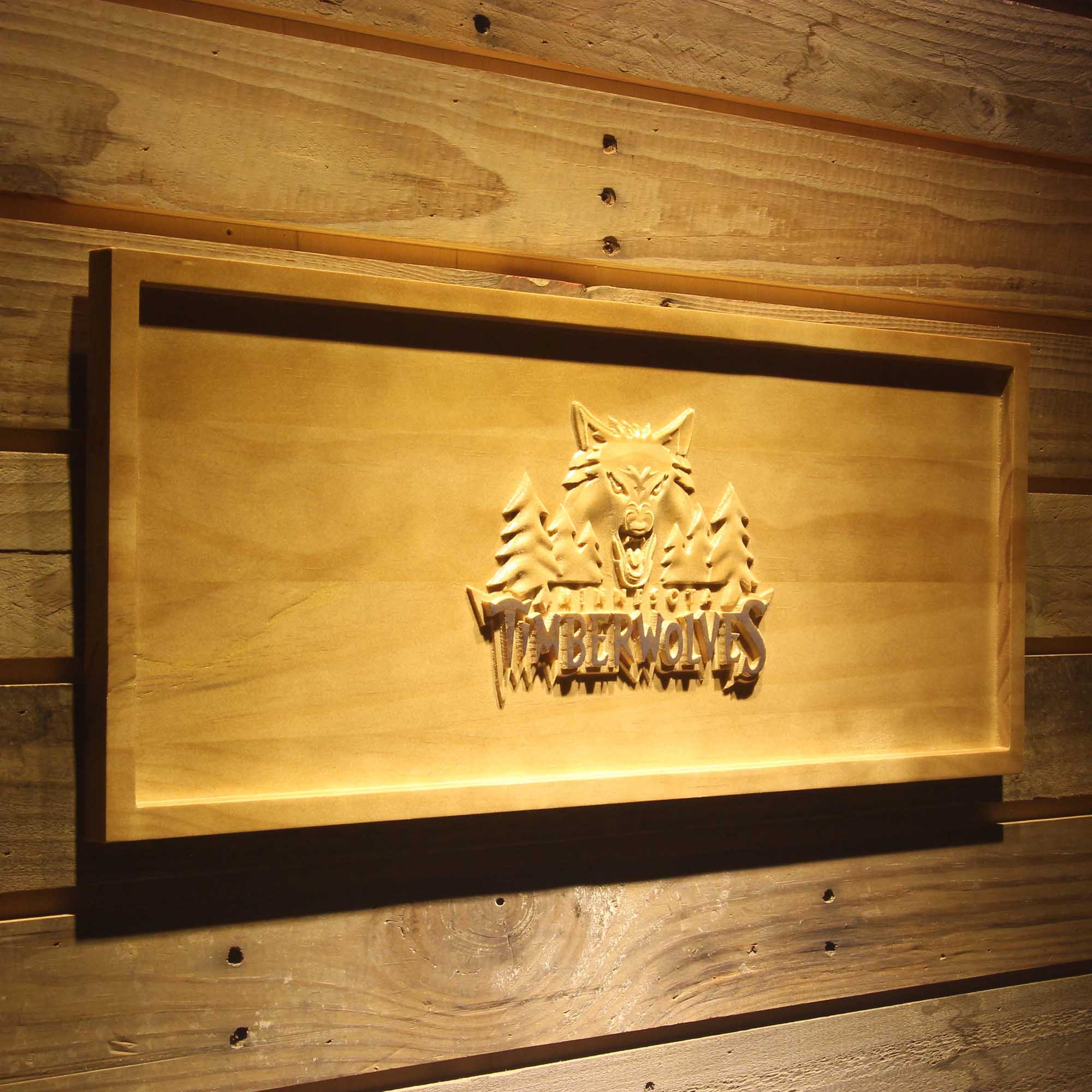 Minnesota Timberwolves  3D Solid Wooden Craving Sign