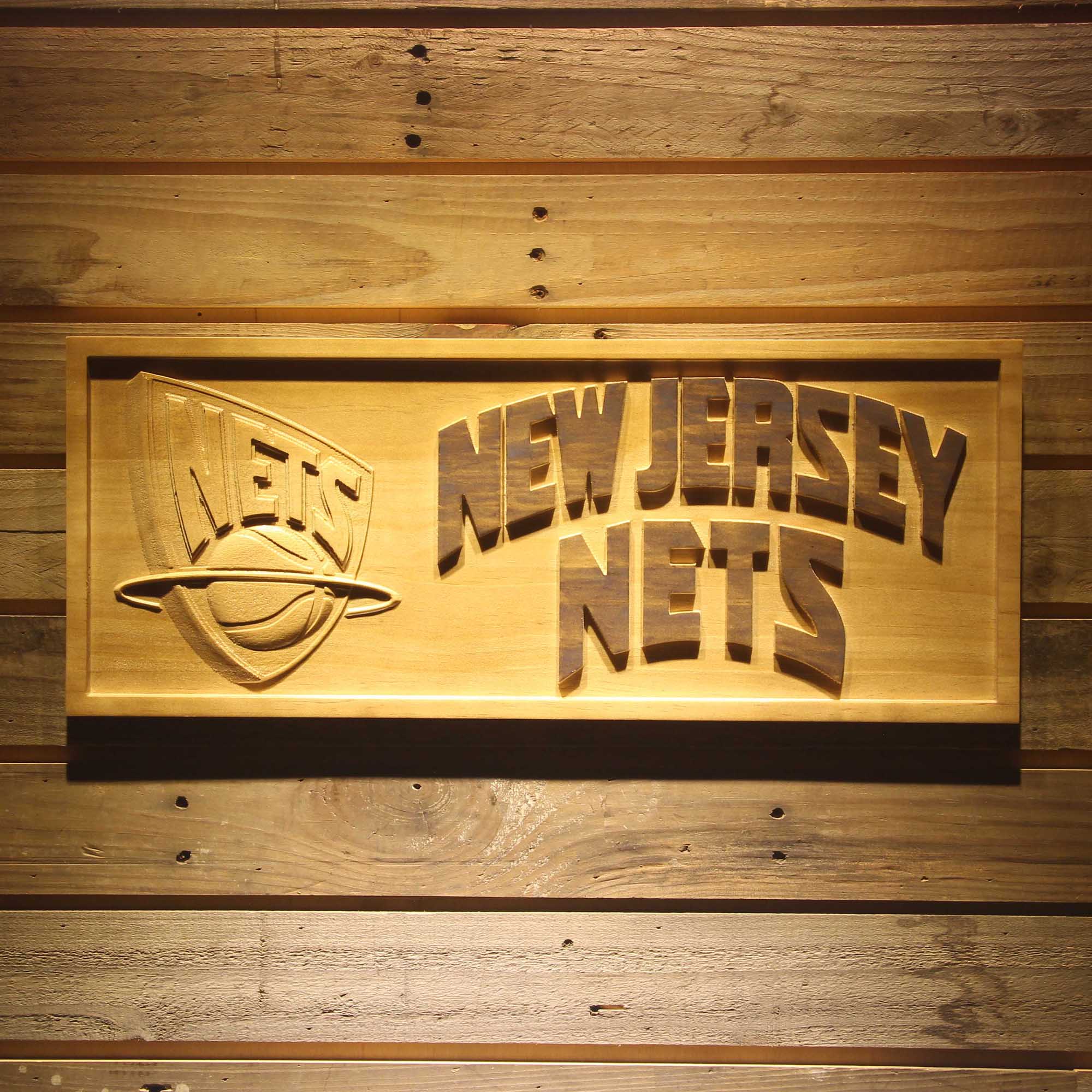 New Jersey Nets  3D Solid Wooden Craving Sign