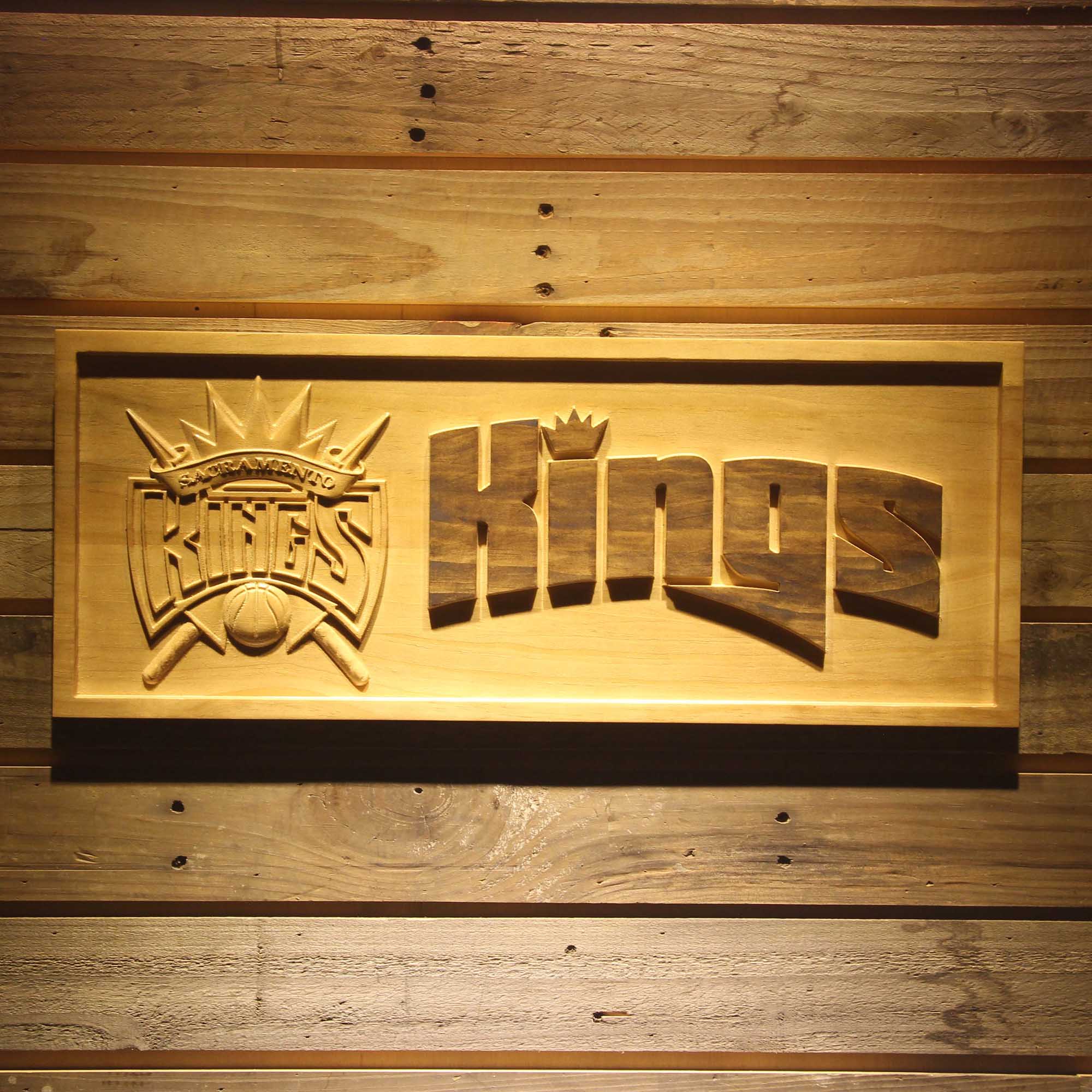 Sacramento Kings  3D Solid Wooden Craving Sign