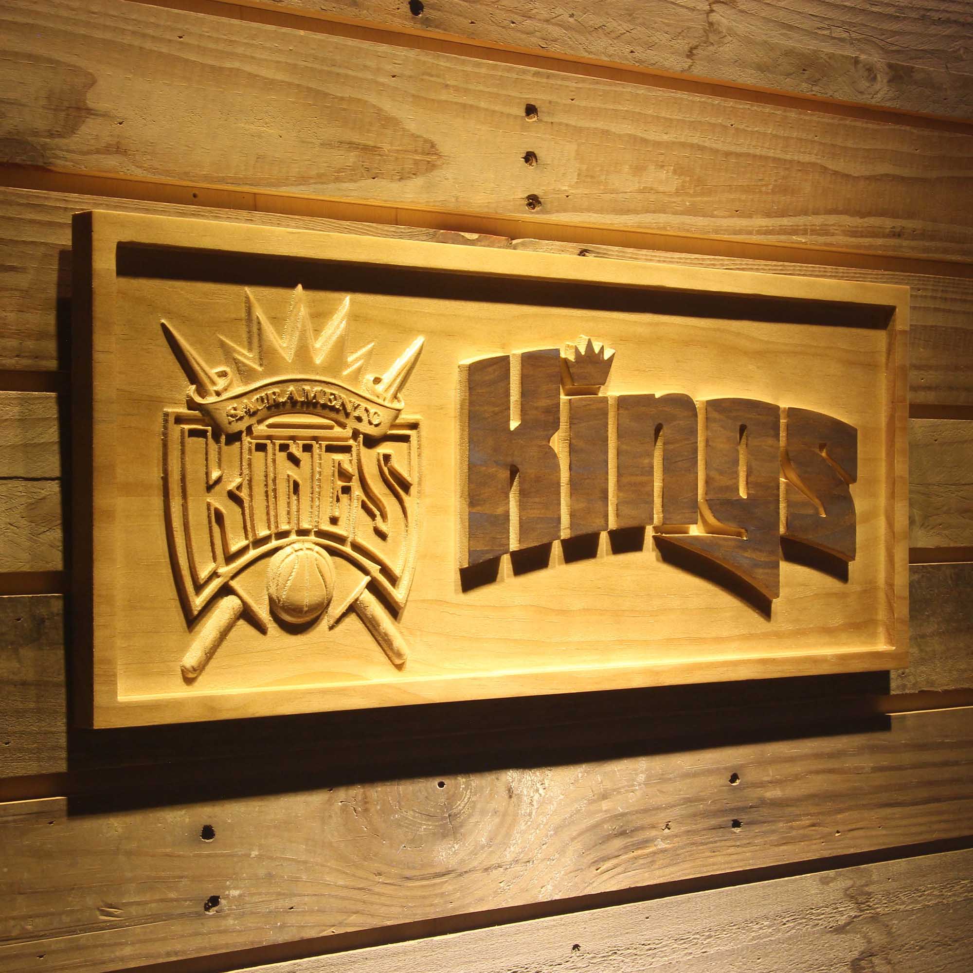 Sacramento Kings  3D Solid Wooden Craving Sign