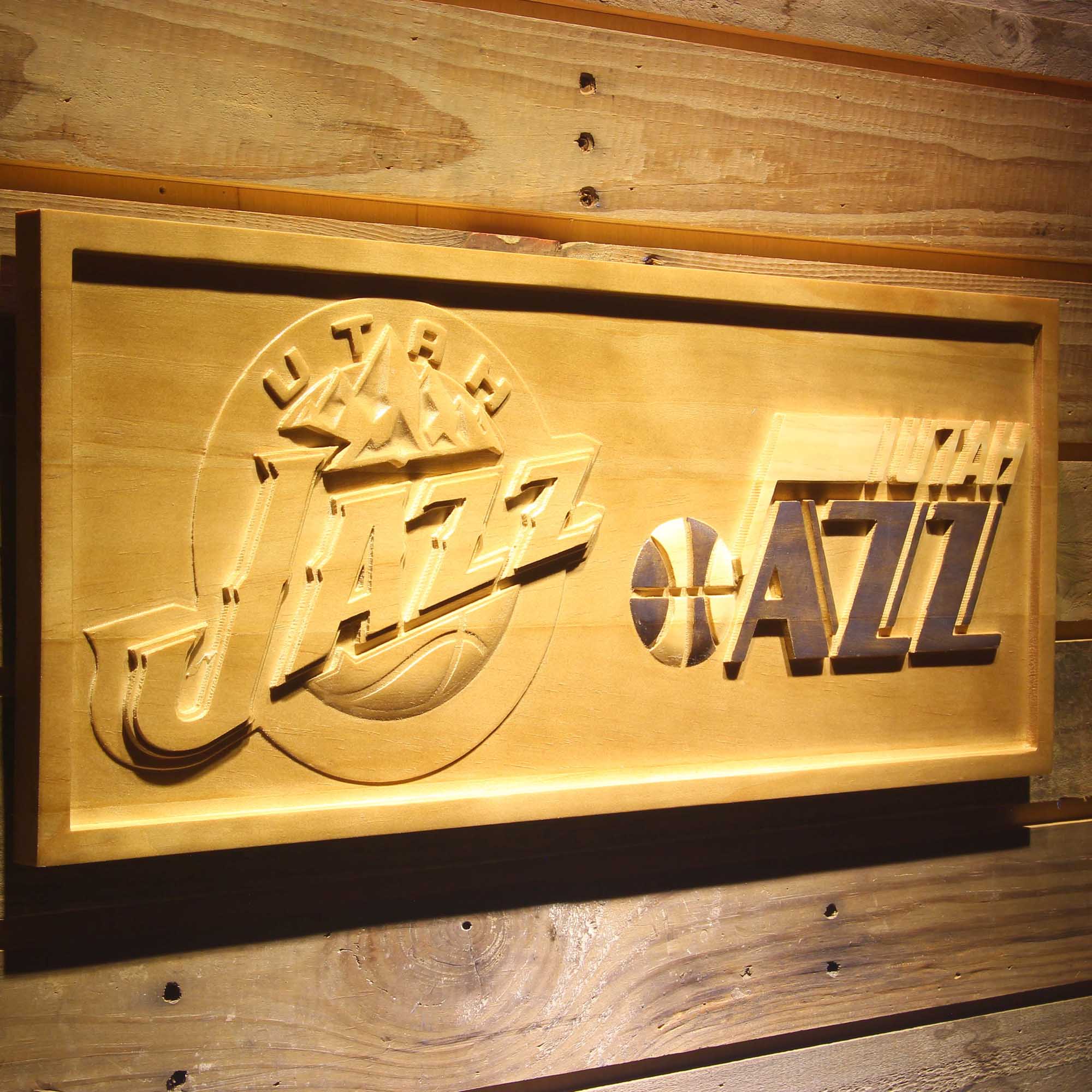 Utah Jazz  3D Solid Wooden Craving Sign