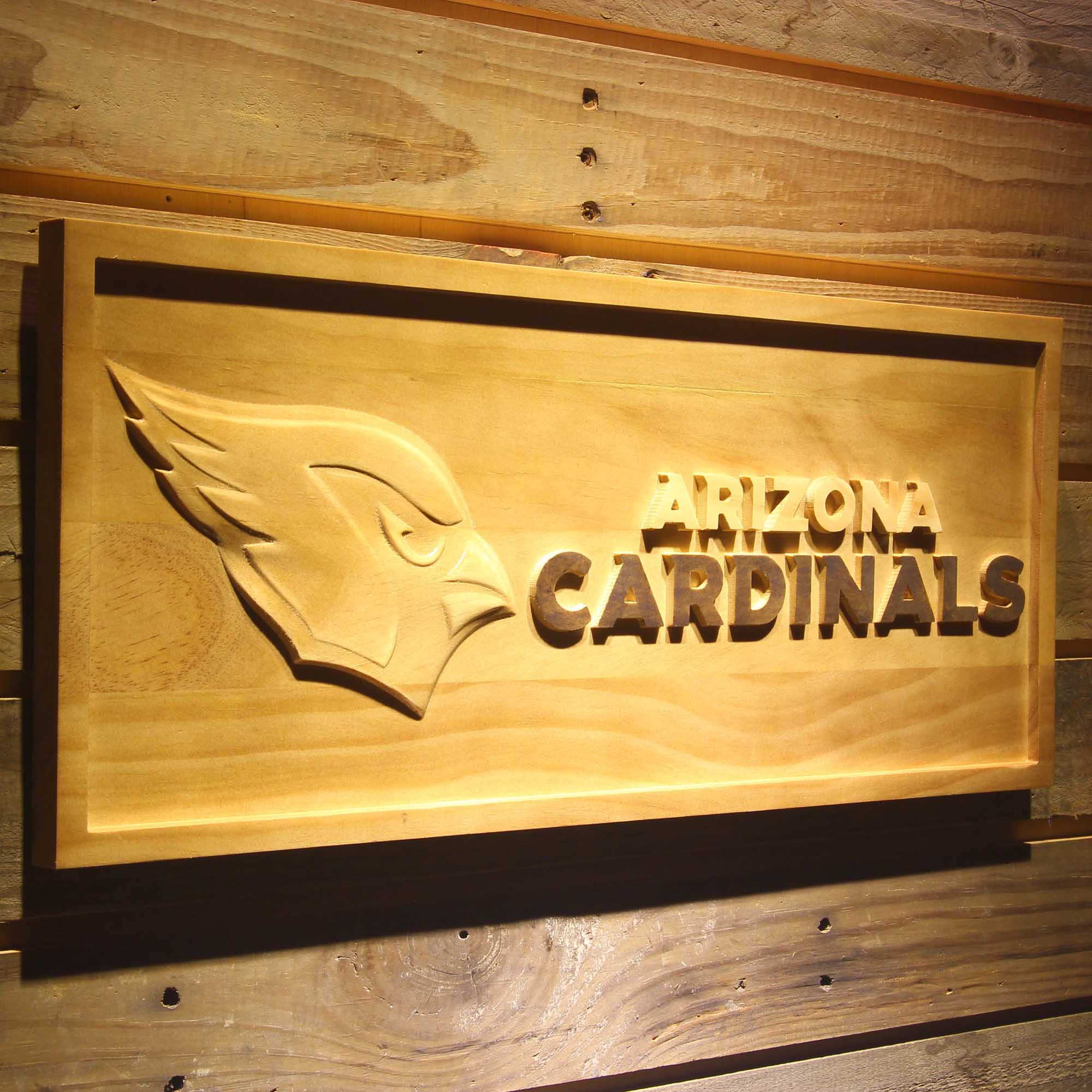 Arizona Cardinals 3D Solid Wooden Craving Sign