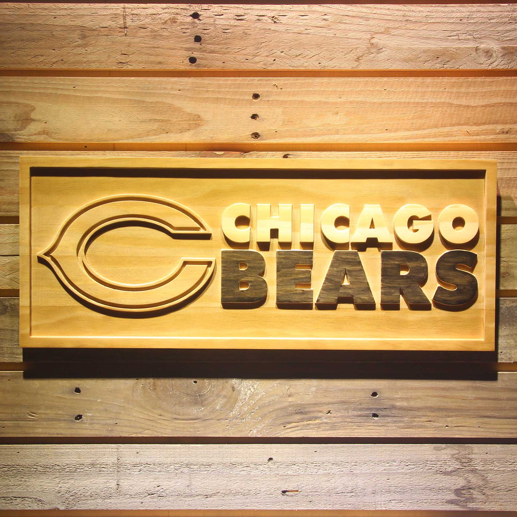 Chicago Bears  3D Solid Wooden Craving Sign
