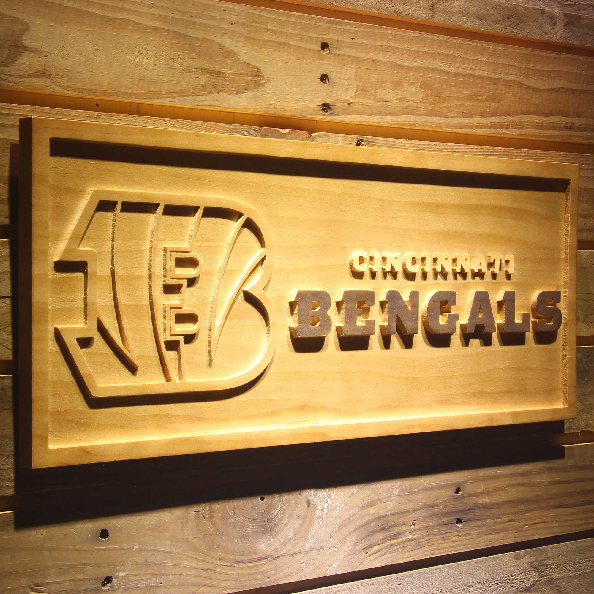 Cincinnati Bengals  3D Solid Wooden Craving Sign