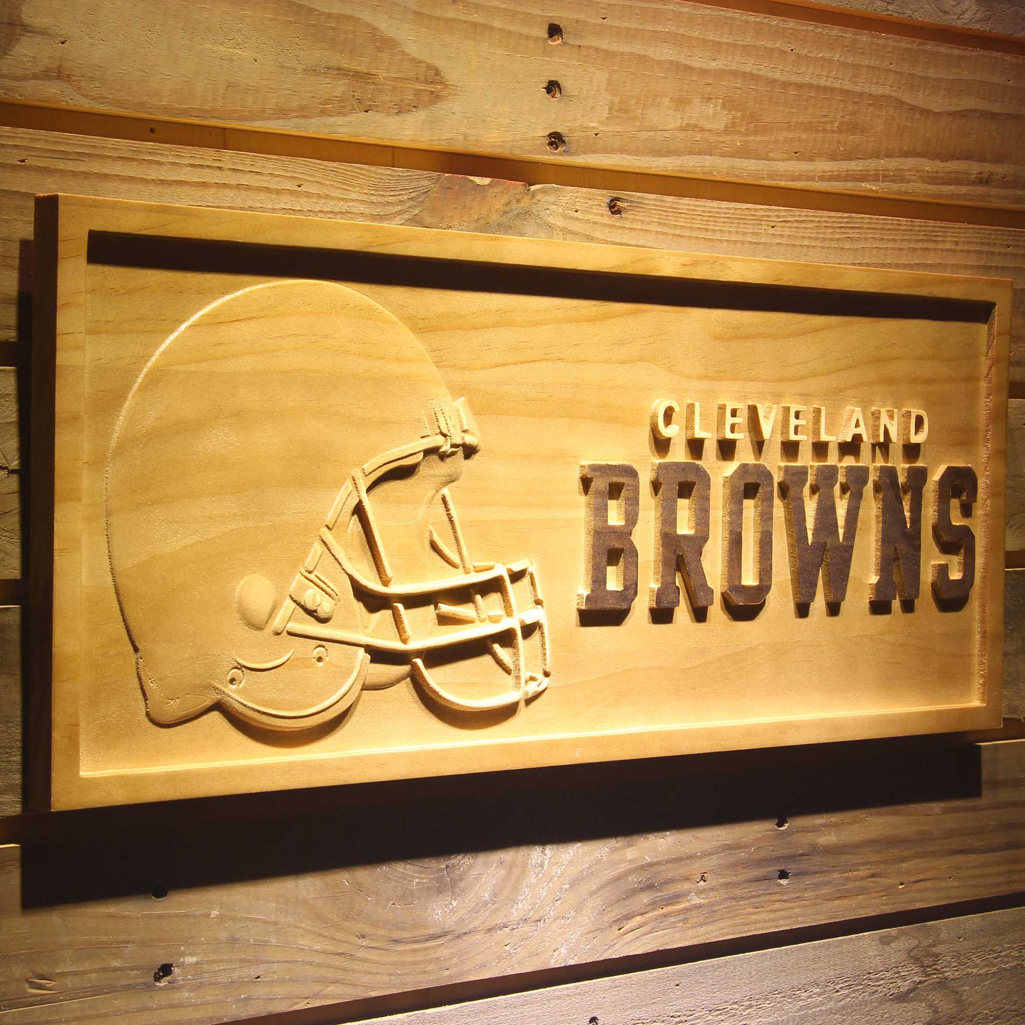 Cleveland Browns  3D Solid Wooden Craving Sign